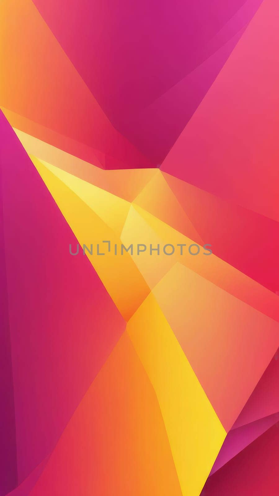 A gradient wallpaper with Prism shapes using fuchsia and yellow gradient colors. Generative AI.