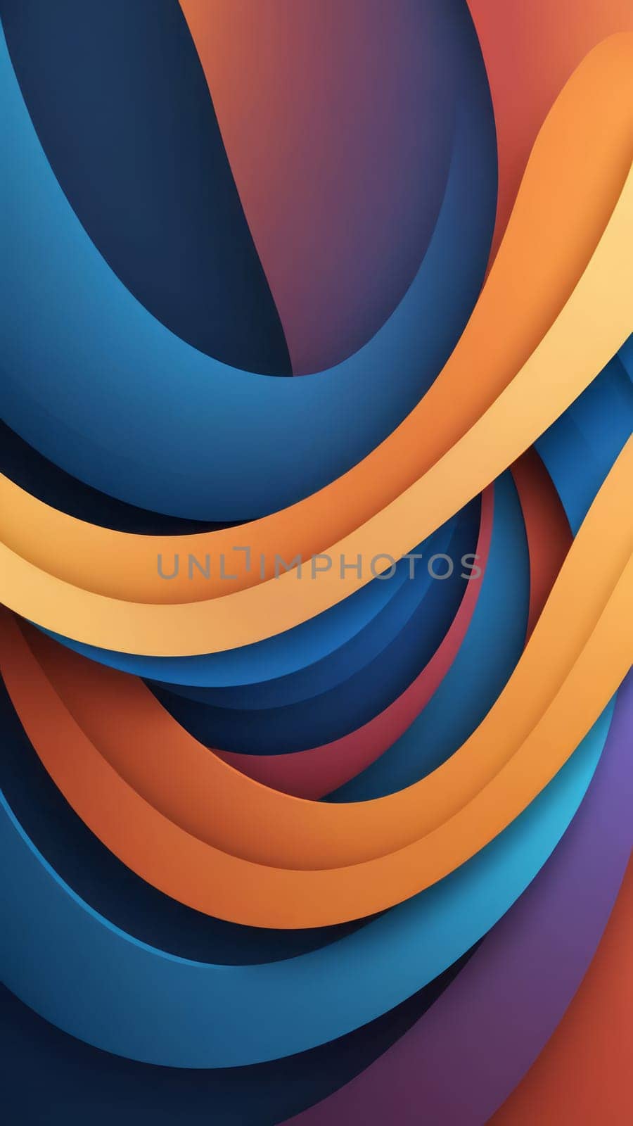 A gradient wallpaper with Arc shapes using blue and sienna gradient colors. Generative AI.