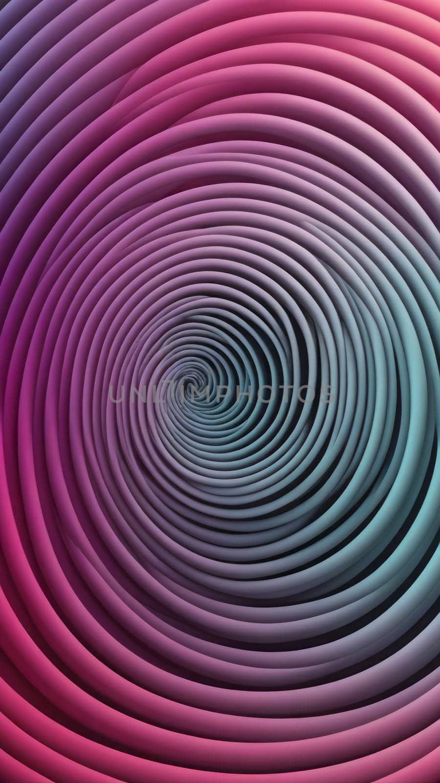 A gradient wallpaper with Spiraloid shapes using gray and fuchsia gradient colors. Generative AI.