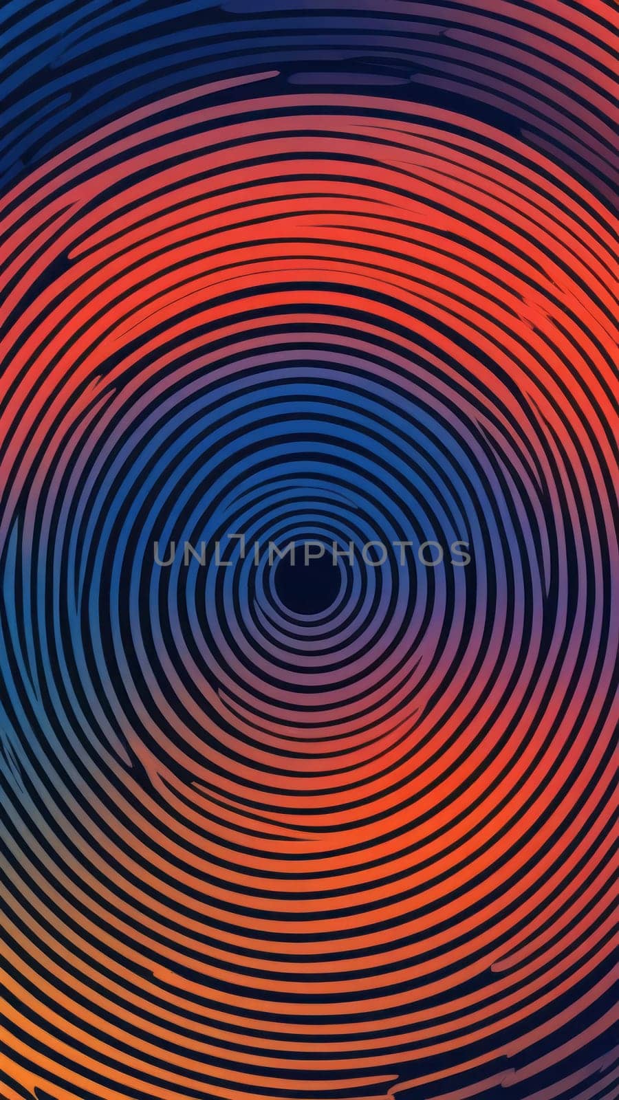 A gradient wallpaper with Concentric shapes using navy and tomato gradient colors. Generative AI.