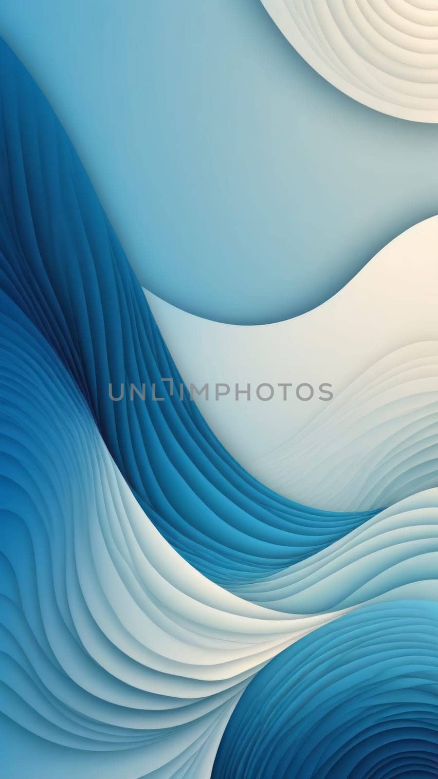 A gradient wallpaper with Organic shapes using blue and antiquewhite gradient colors. Generative AI.