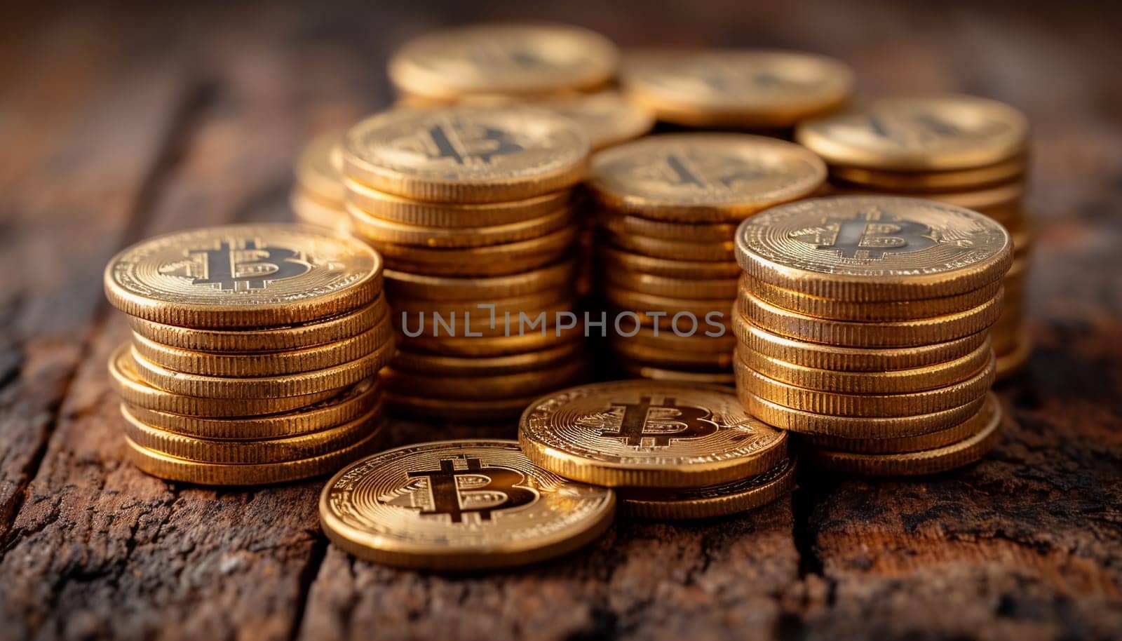 Bitcoin, close-up of a cryptocurrency coin by Nadtochiy