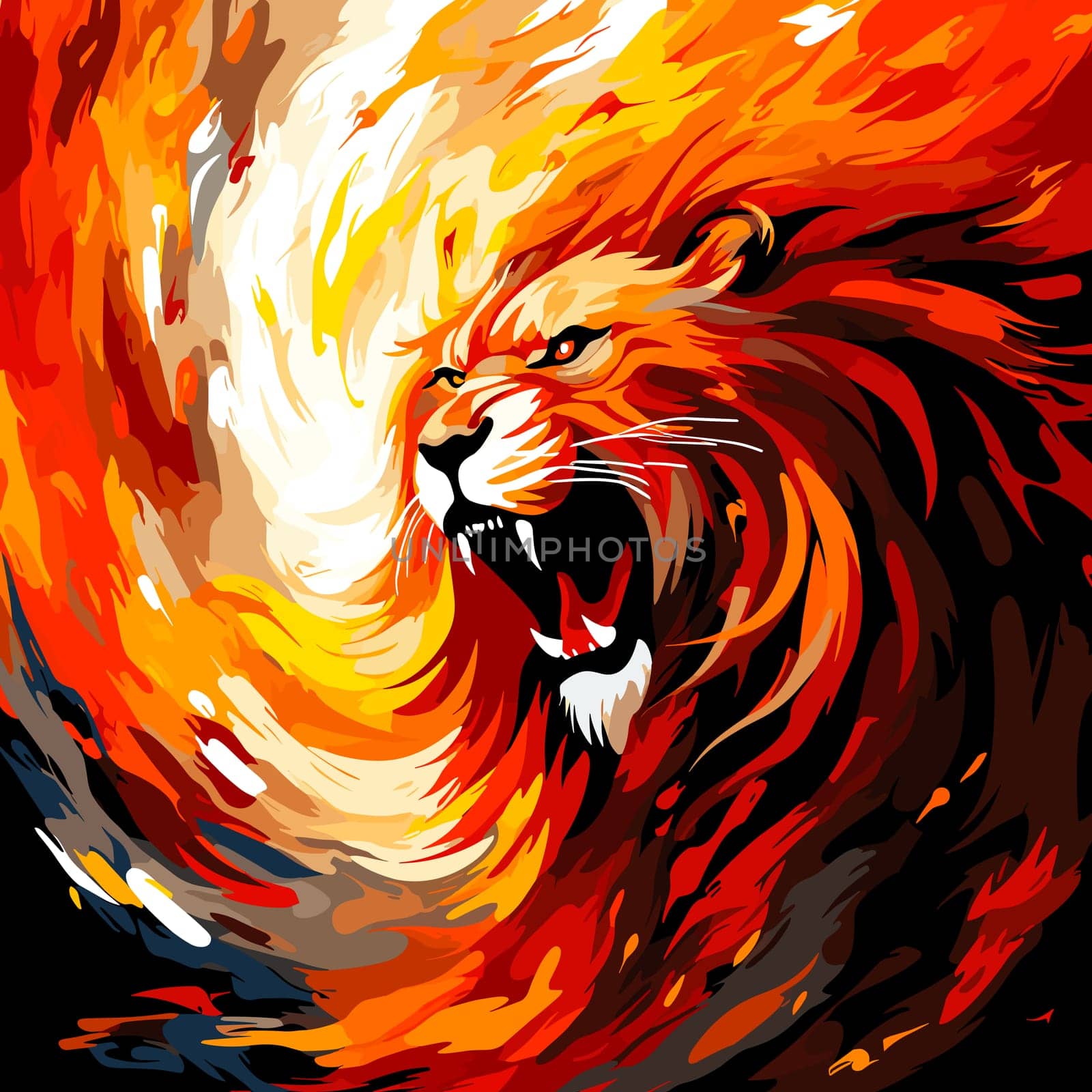 Portrait of a lion with a gorgeous mane in vector pop art style by palinchak