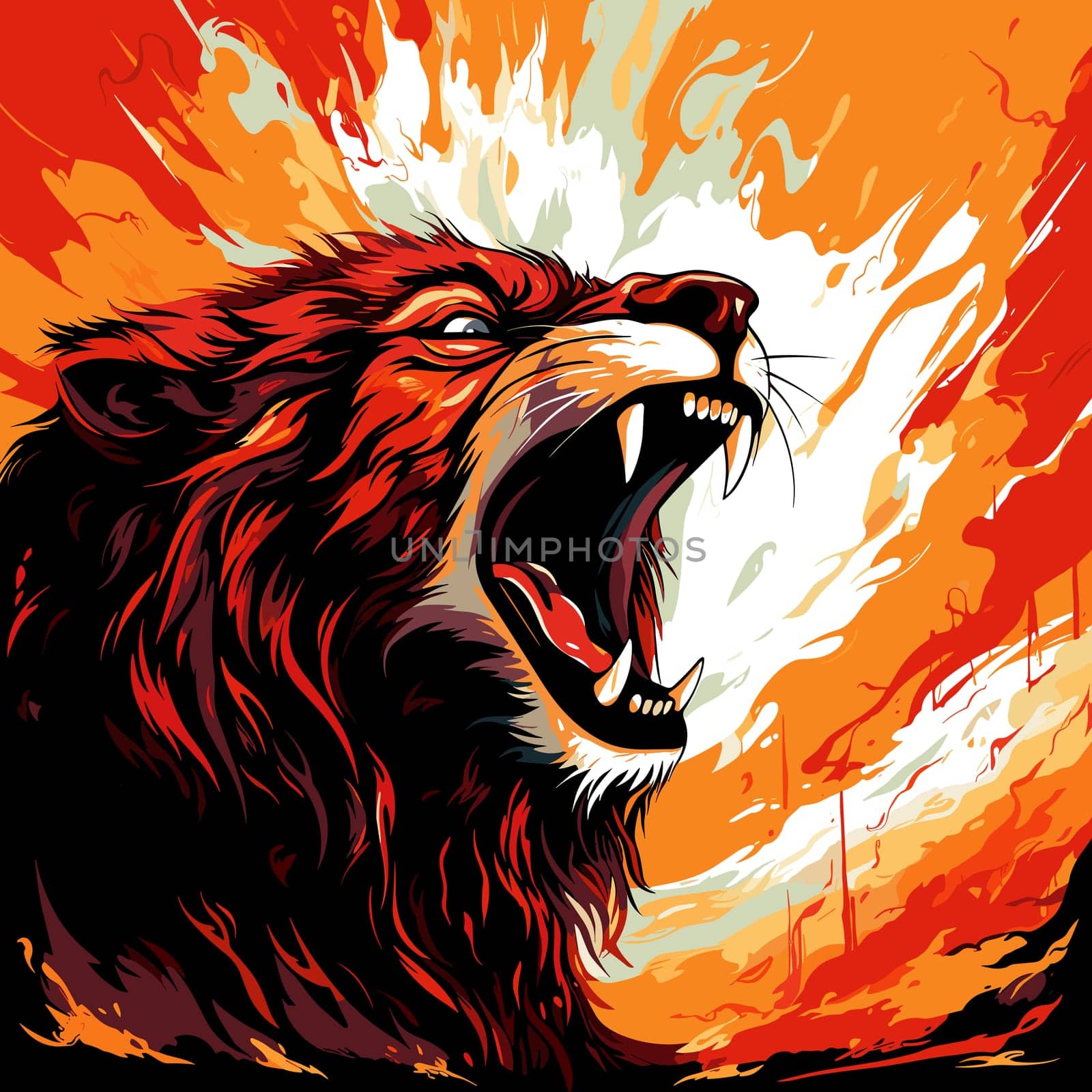 Portrait of a lion with a gorgeous mane in vector pop art style by palinchak