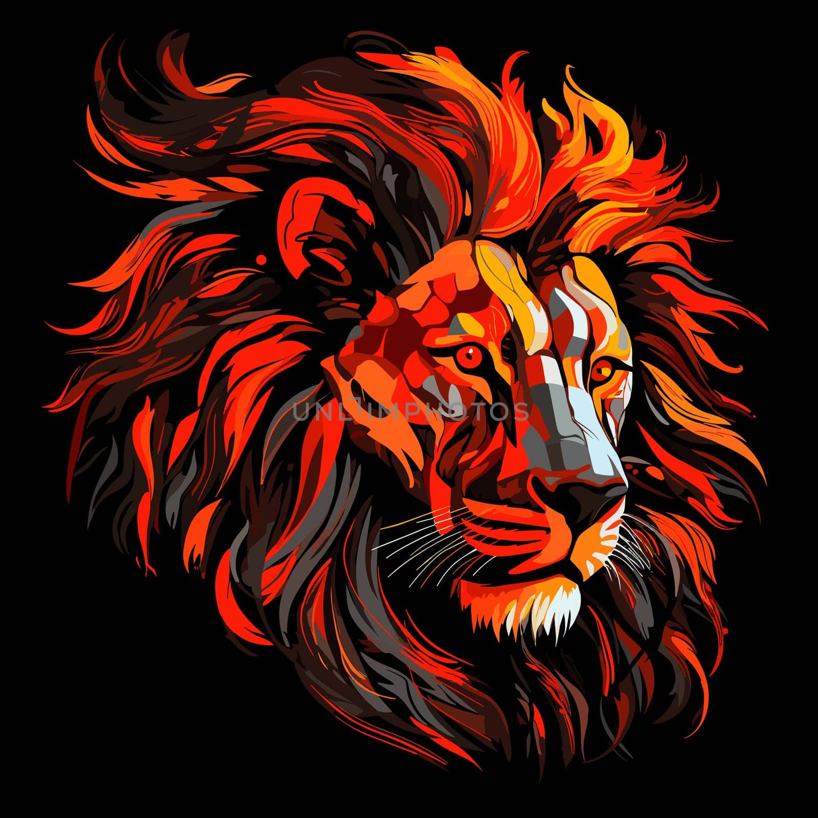 Portrait of a lion with a gorgeous mane in vector pop art style by palinchak