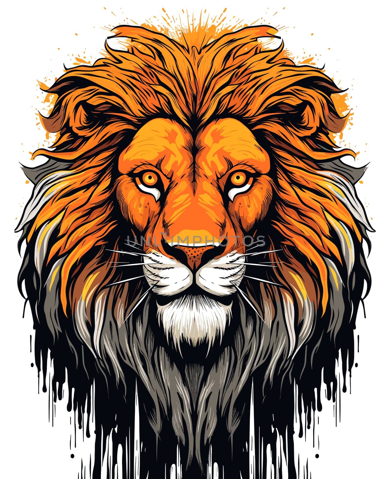 Portrait of a lion with a gorgeous mane in vector pop art style by palinchak