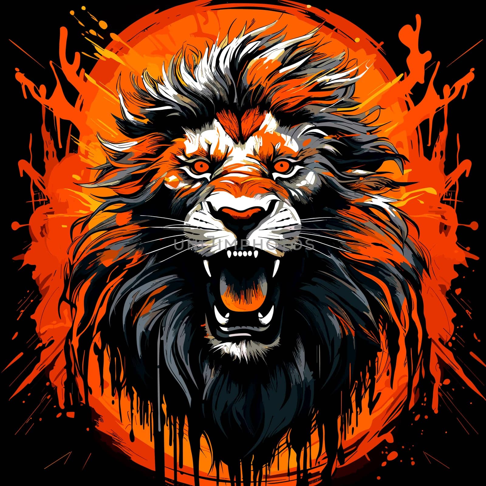 Portrait of a lion with a gorgeous mane in vector pop art style by palinchak