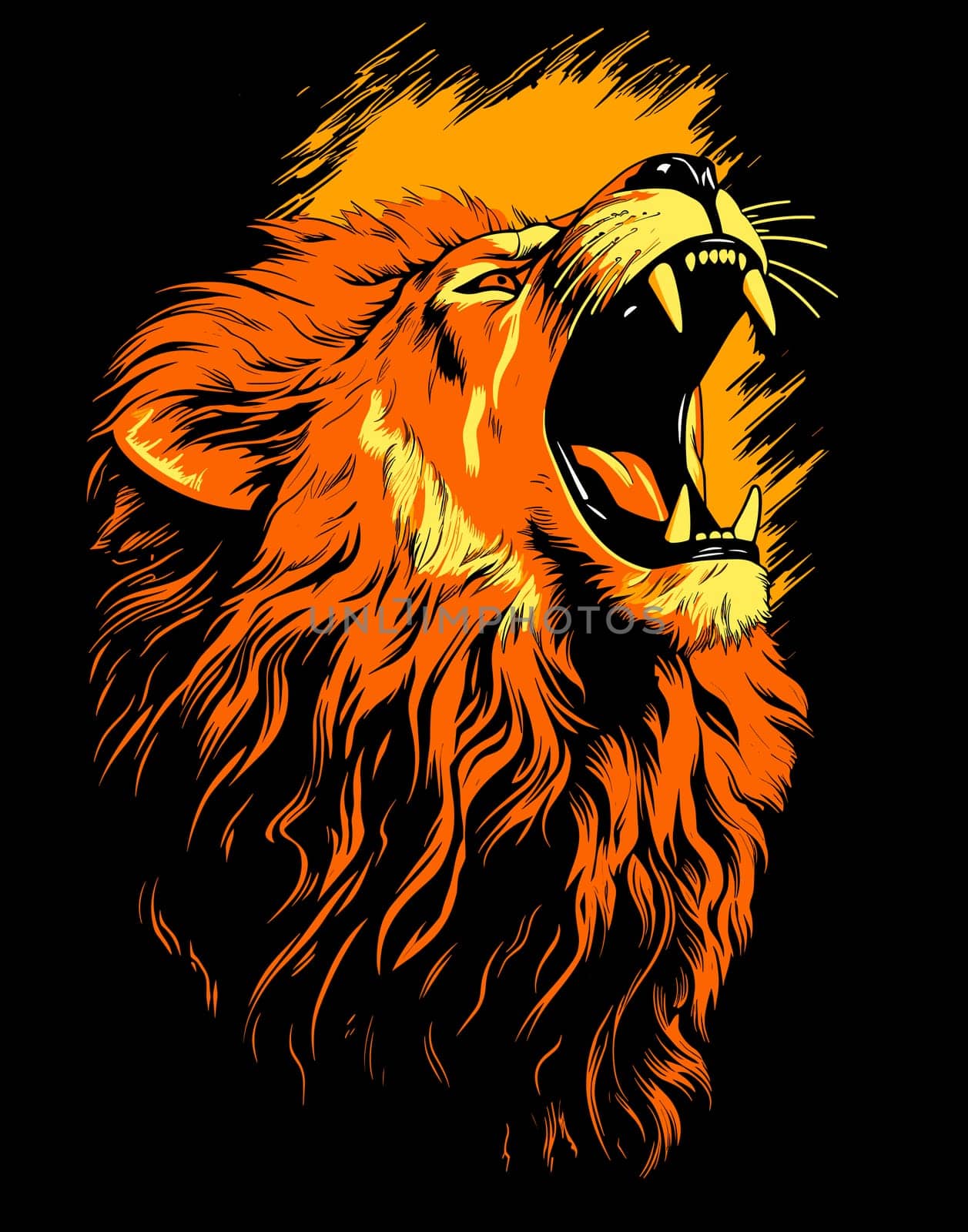 Portrait of a lion with a gorgeous mane in vector pop art style by palinchak