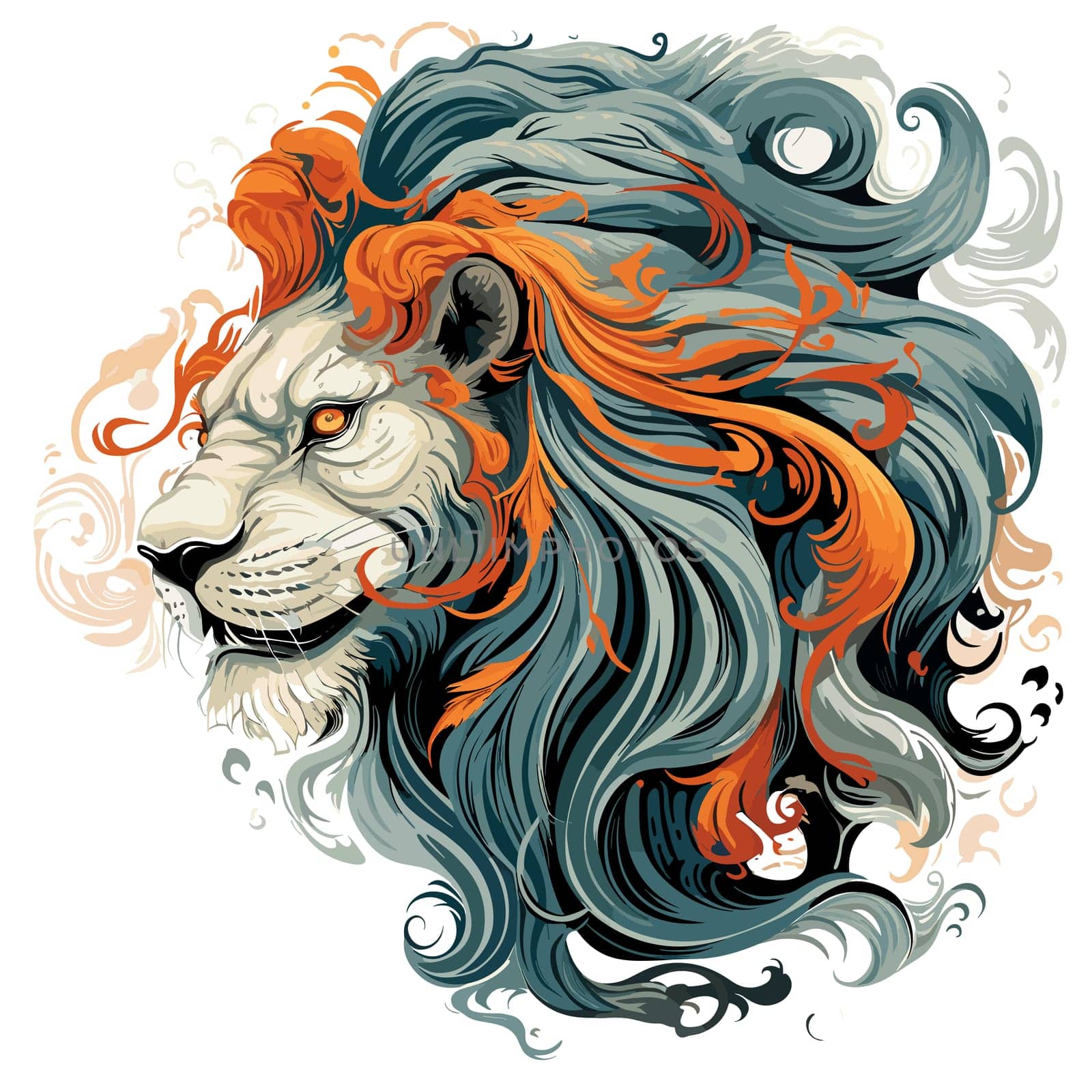 Portrait of a lion with a gorgeous mane in vector pop art style by palinchak