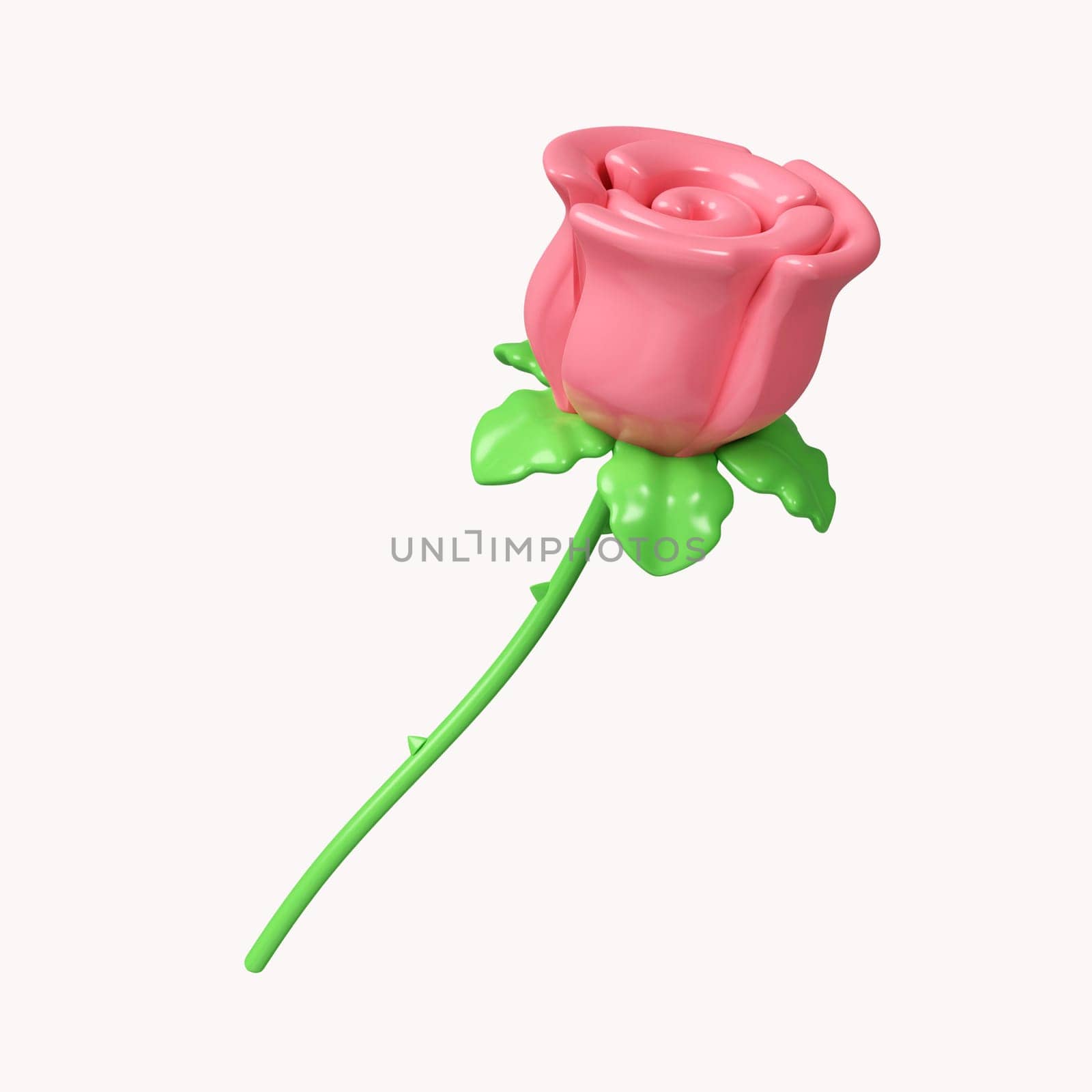 3d Rose flowers .icon isolated on white background. 3d rendering illustration. Clipping path..
