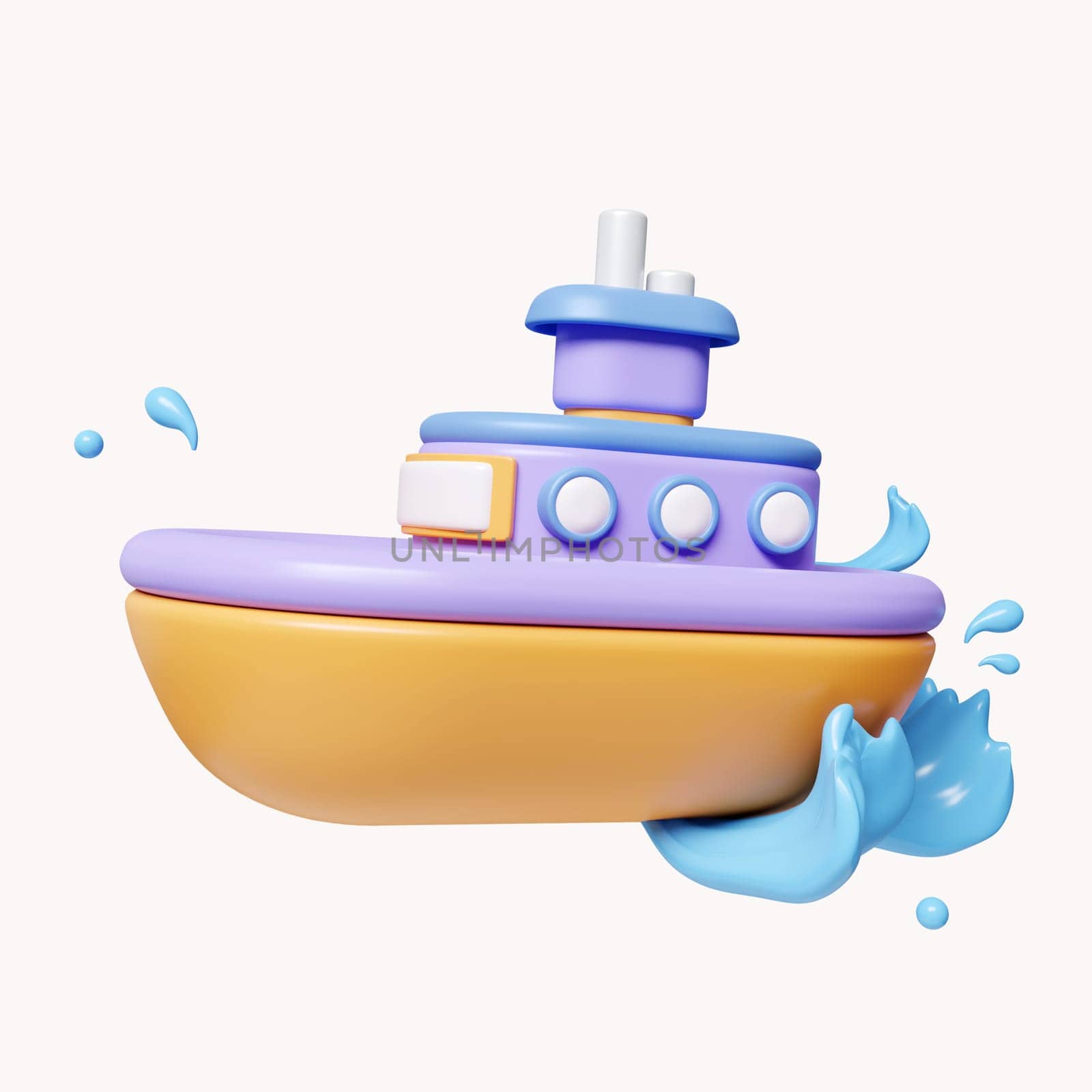 3D Cruise ship with ocean .time to travel. summer vacation and holidays concept. icon isolated on white background. 3d rendering illustration. Clipping path..