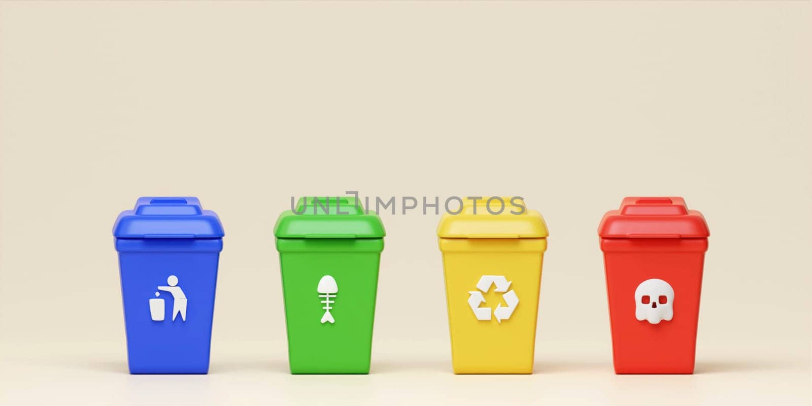3d waste separation. plastic waste problem. Global warming problem concept. 3d rendering illustration..