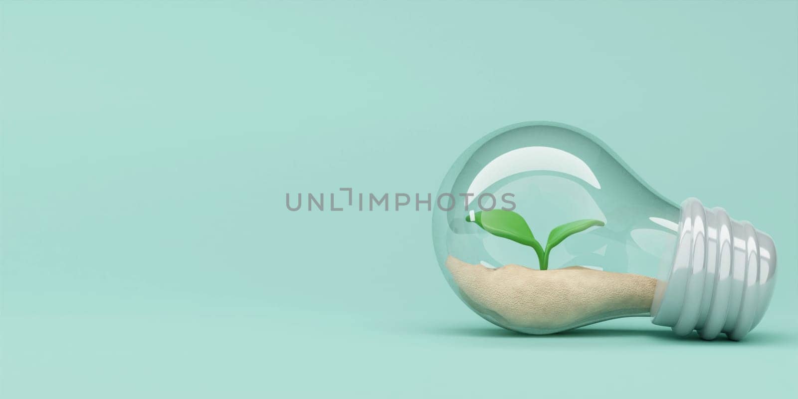 3d the tree in the light bulb on green background. Sustainable industry. Ecological sustainability. Environmental, Social, and Corporate Governance concept. 3d rendering illustration..