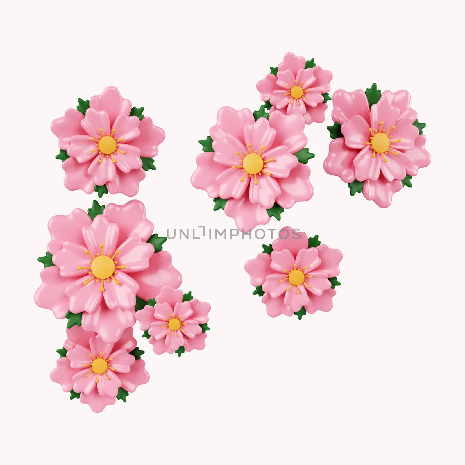 3d Sakura flowers .icon isolated on white background. 3d rendering illustration. Clipping path. by meepiangraphic