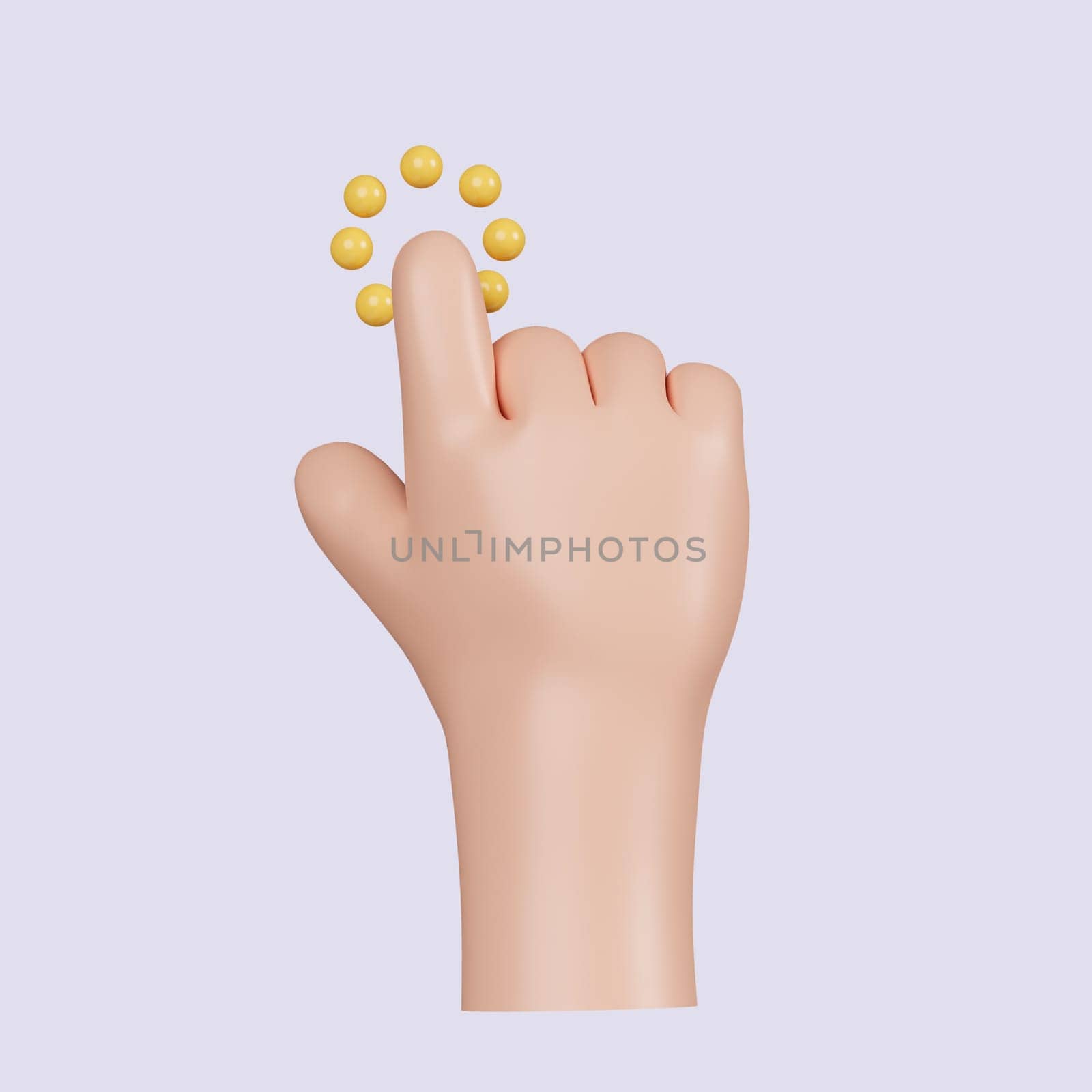 3d Computer cursor with hand and click. Diverse man arms with fingers press button, pointing or touch fingerprint scan. icon isolated on gray background. 3d rendering illustration. Clipping path..