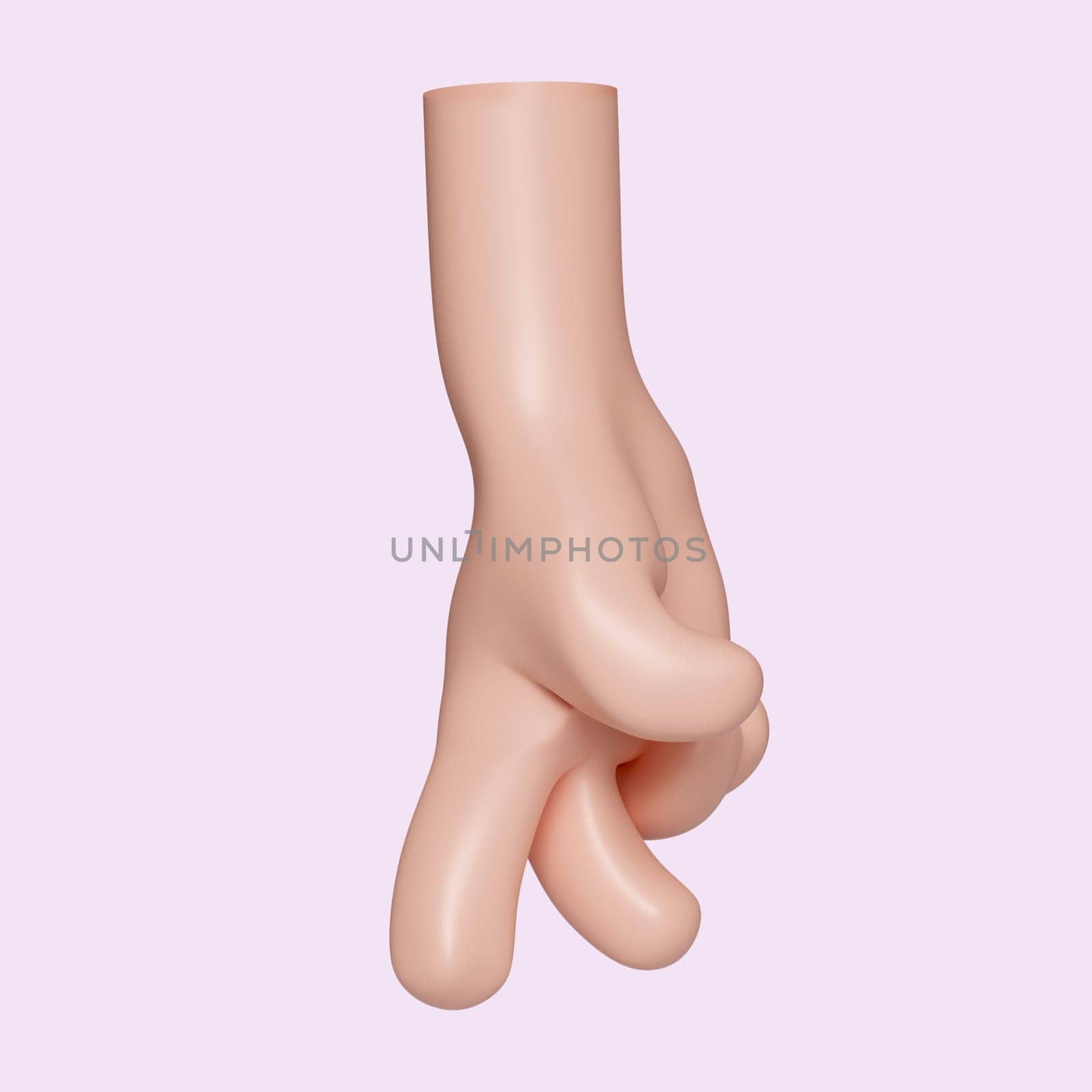 3d Cartoon character hand hand gesture. icon isolated on pink background. 3d rendering illustration. Clipping path..