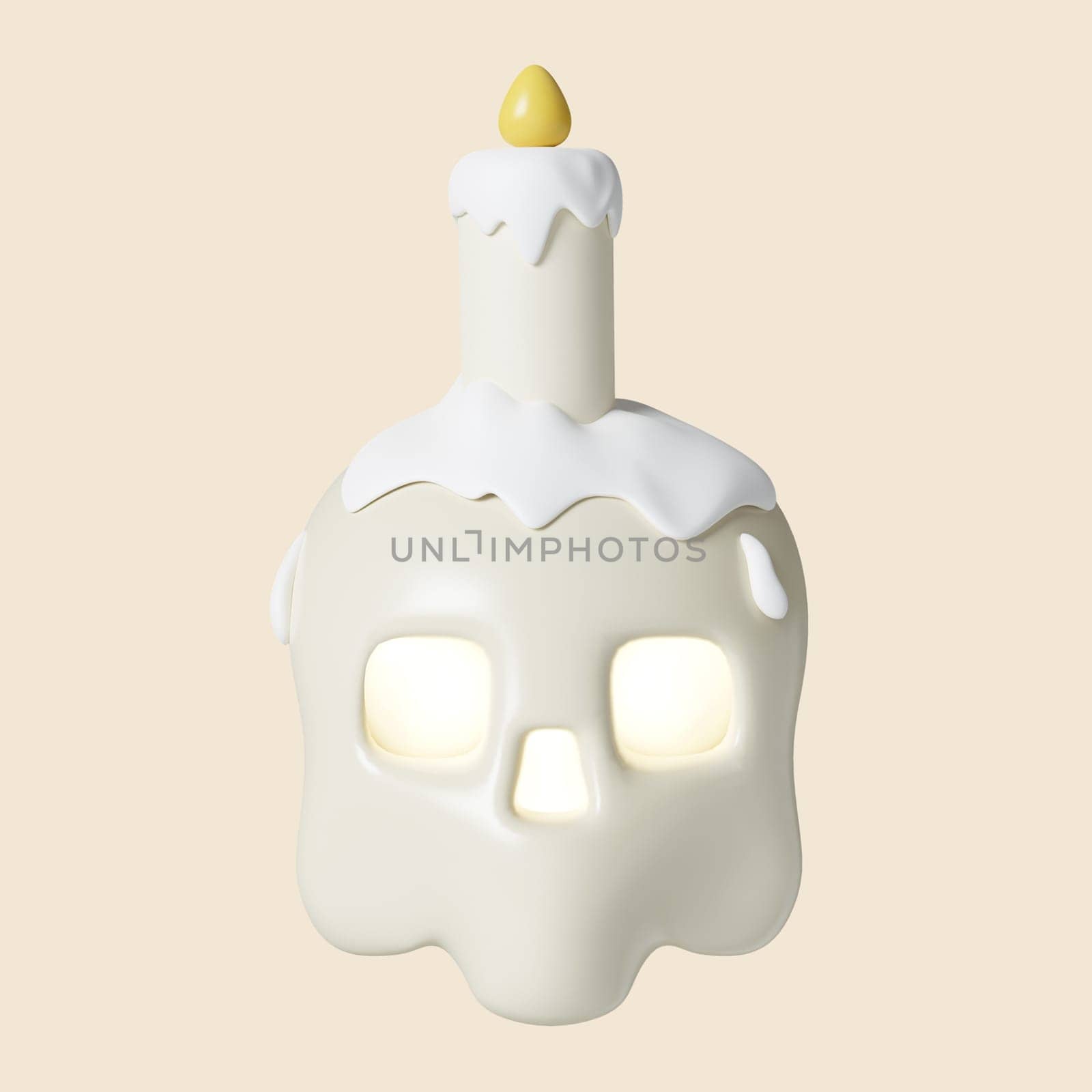 3d Halloween candle icon. Traditional element of decor for Halloween. icon isolated on gray background. 3d rendering illustration. Clipping path..