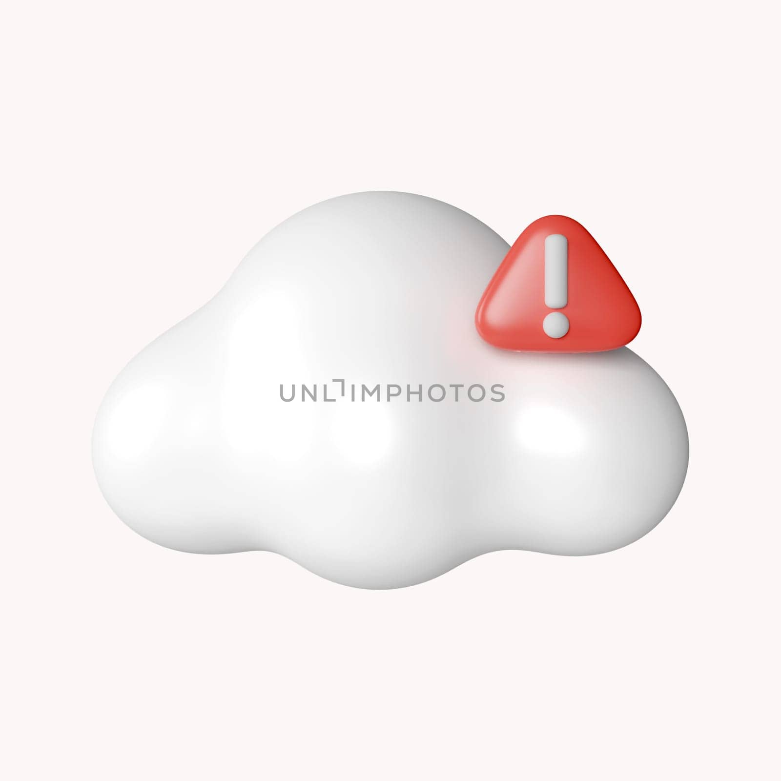 3d cloud computing with cross sign. icon isolated on white background. 3d rendering illustration. Clipping path..