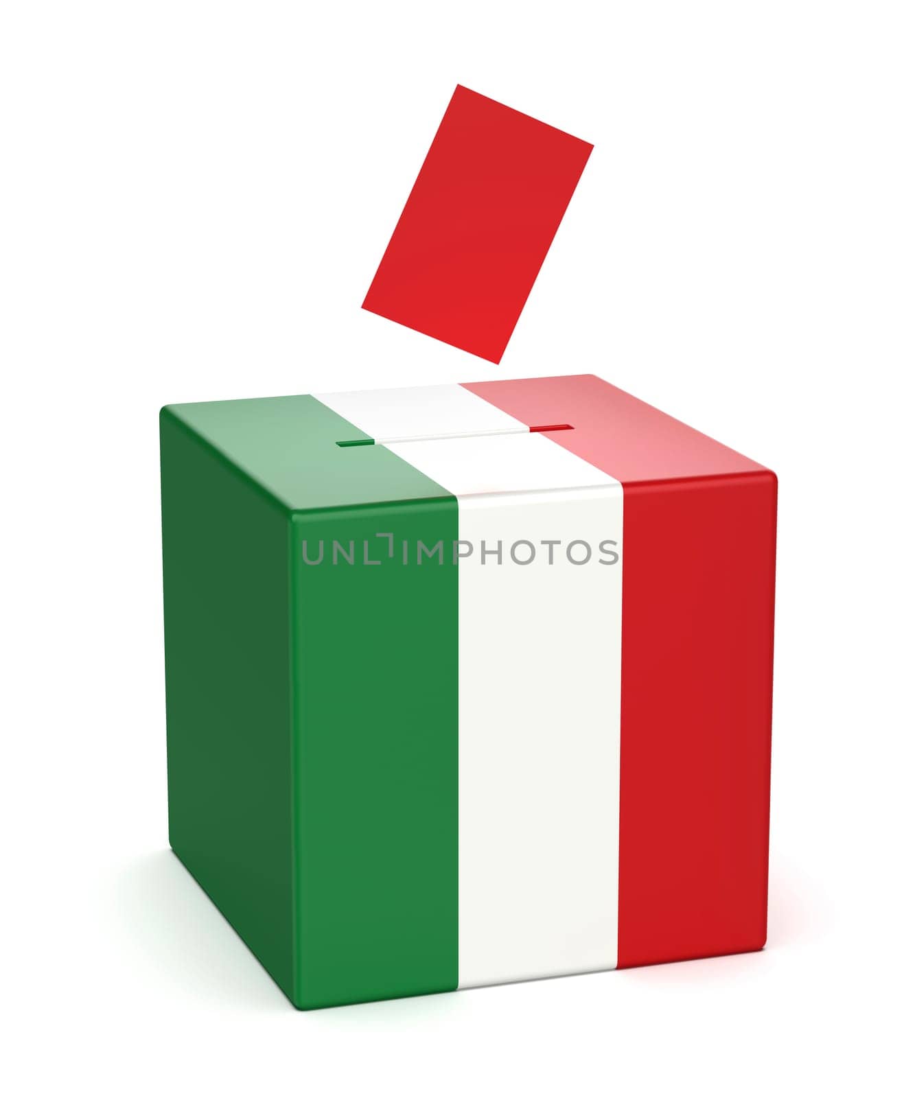 Concept image for election in Italy, ballot box with voting paper