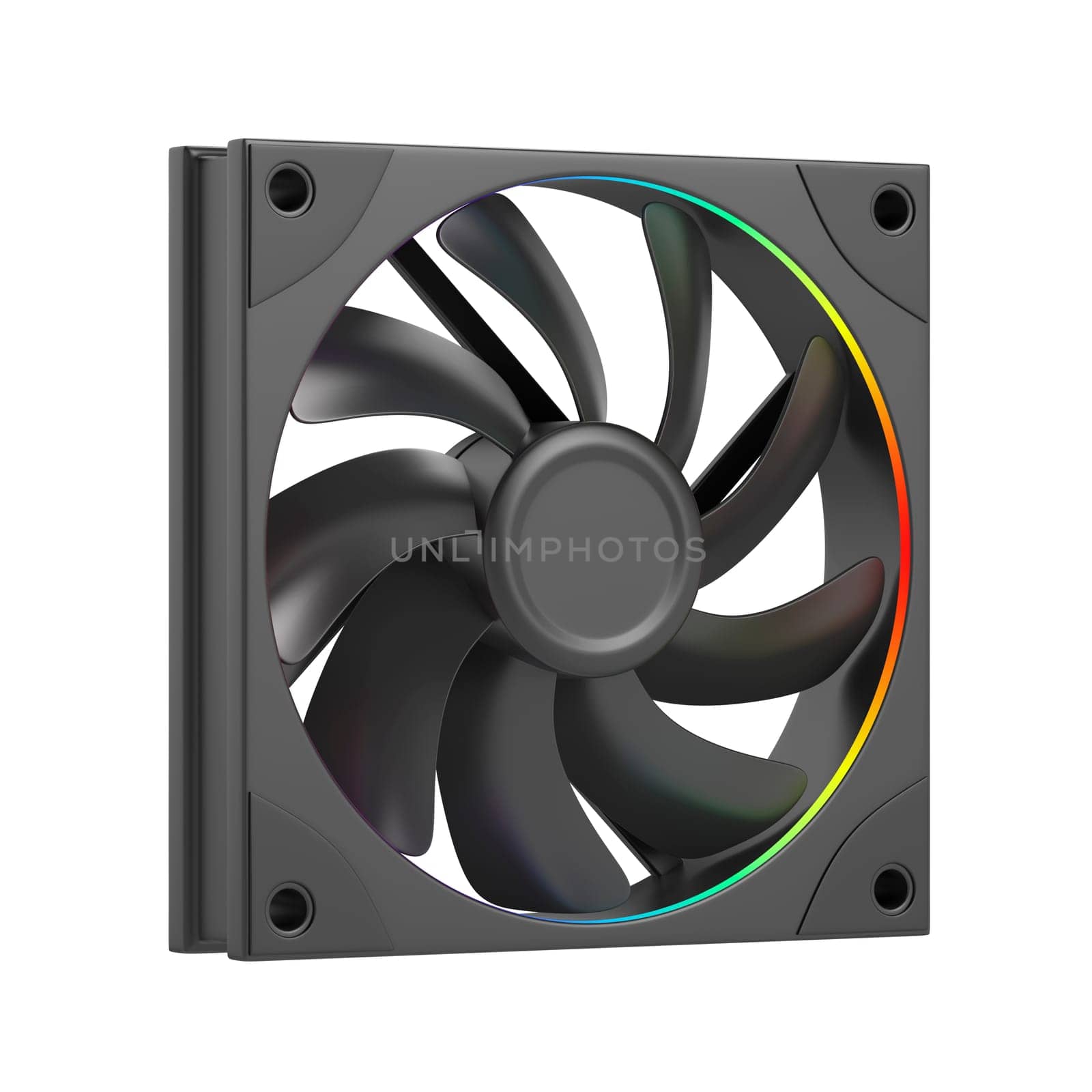 RGB computer case fan isolated on white background