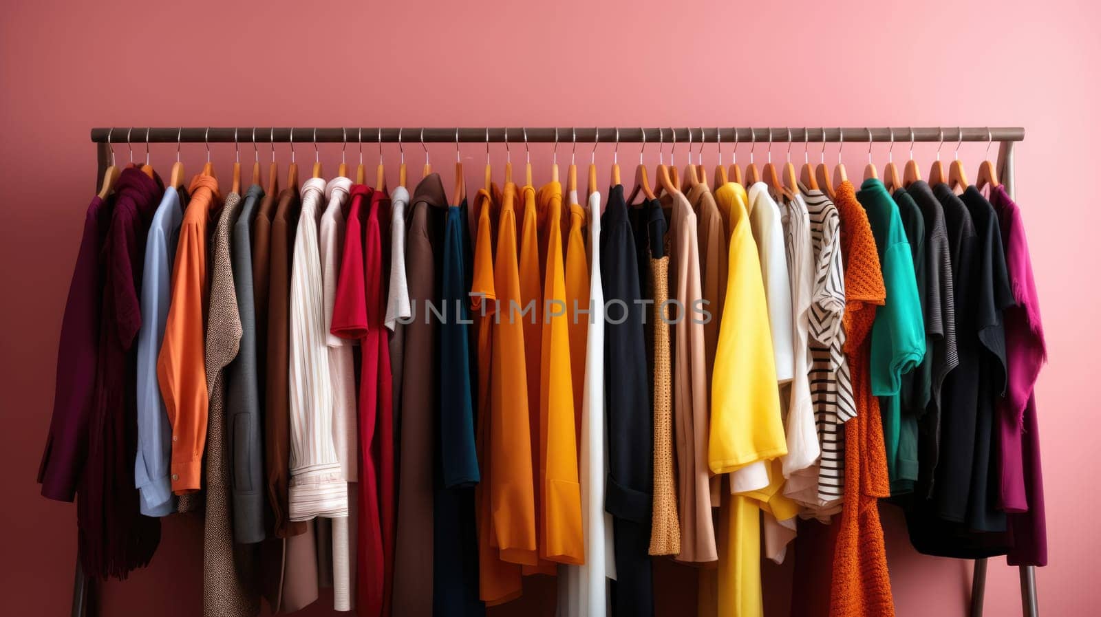 Wardrobe organization. Hanger with fashionable outfits by natali_brill