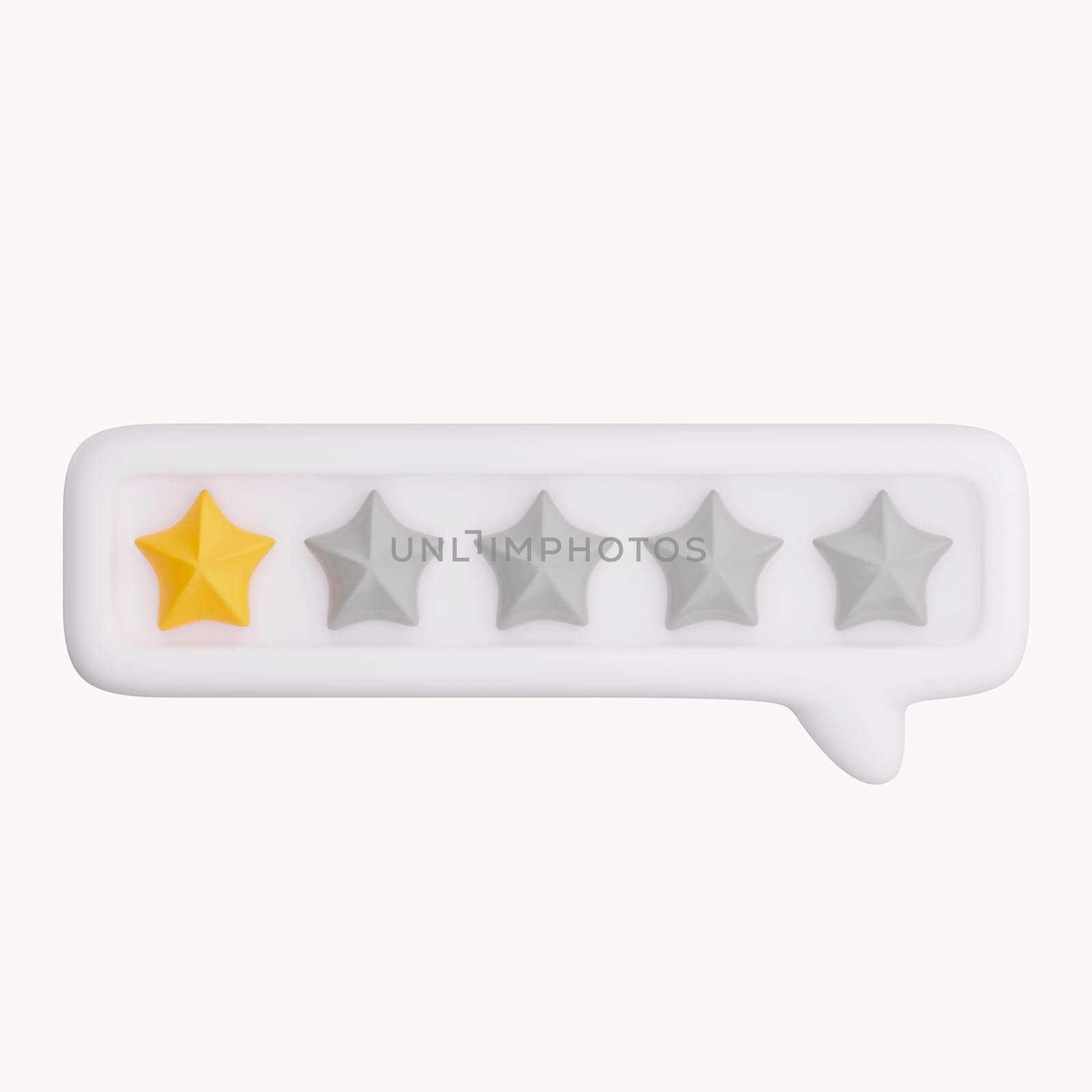 3d bubble rating for satisfaction. 3d 5 star for quality customer rating feedback concept from client employee, product review. 3d 5 star render.