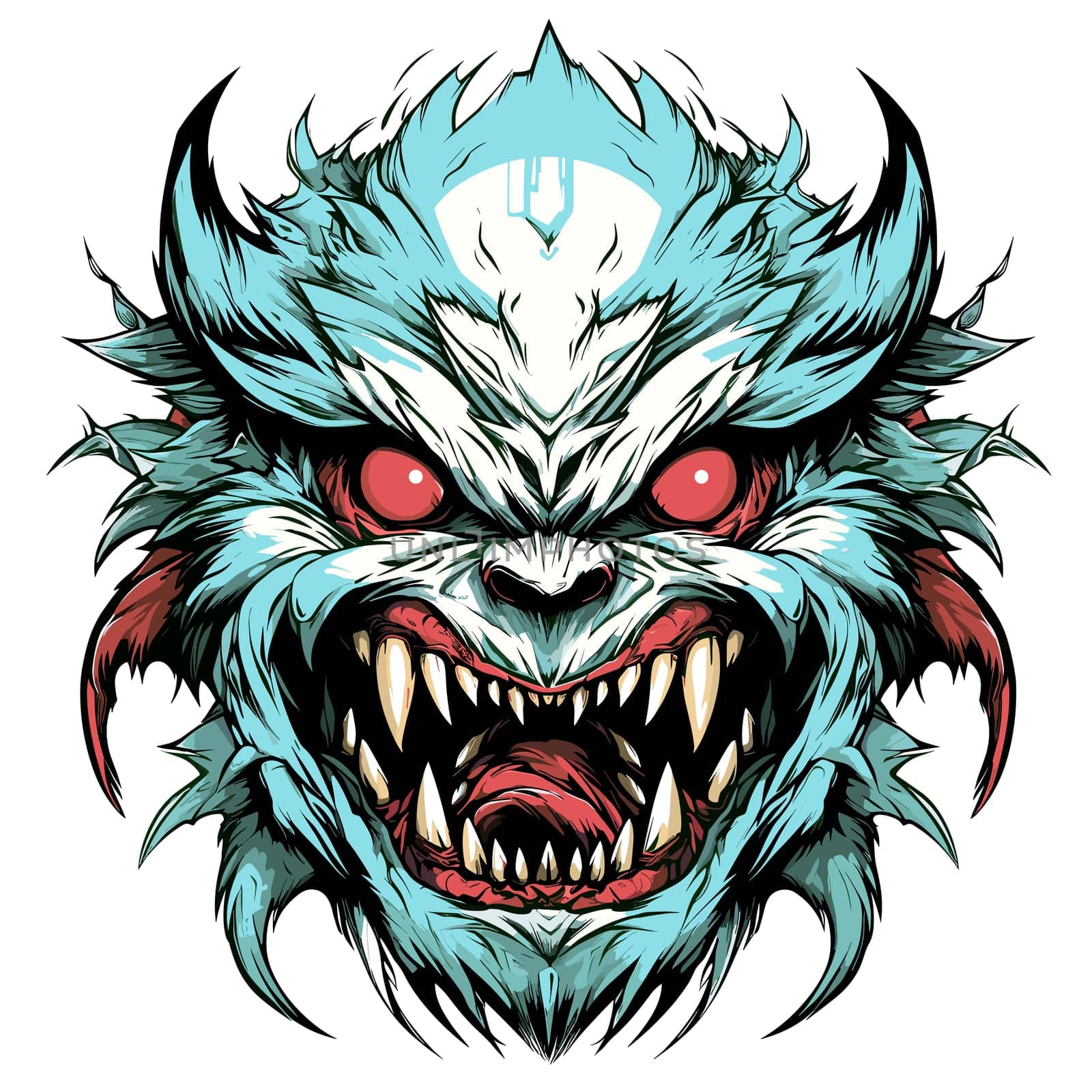 Terrible mythical monster of nightmares in vector art style. The sleep of the mind gives birth to monsters. Graphic design element and template for t-shirt print, sticker, tattoo, poster, etc.