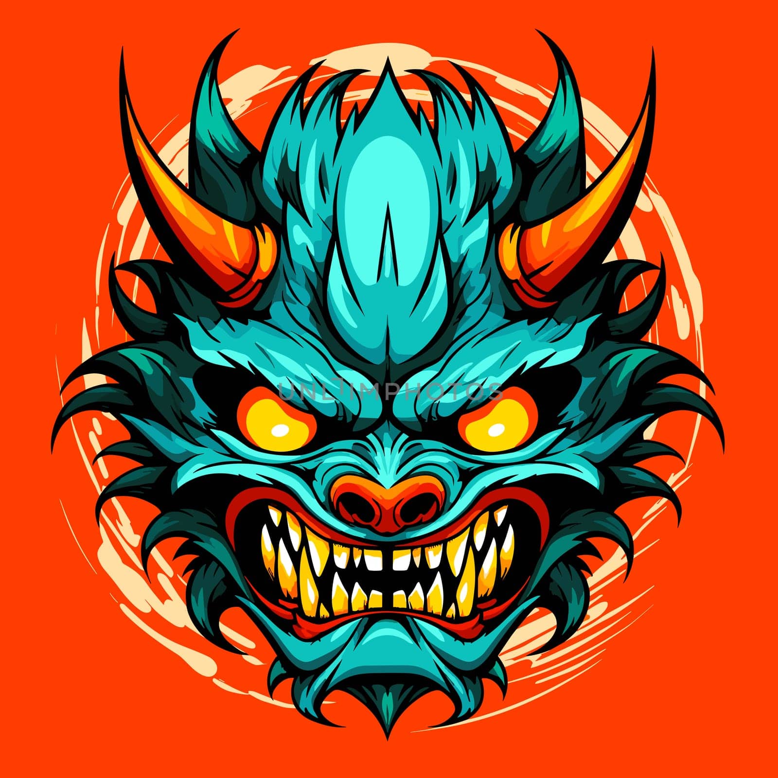 Terrible mythical monster of nightmares in vector art style. by palinchak