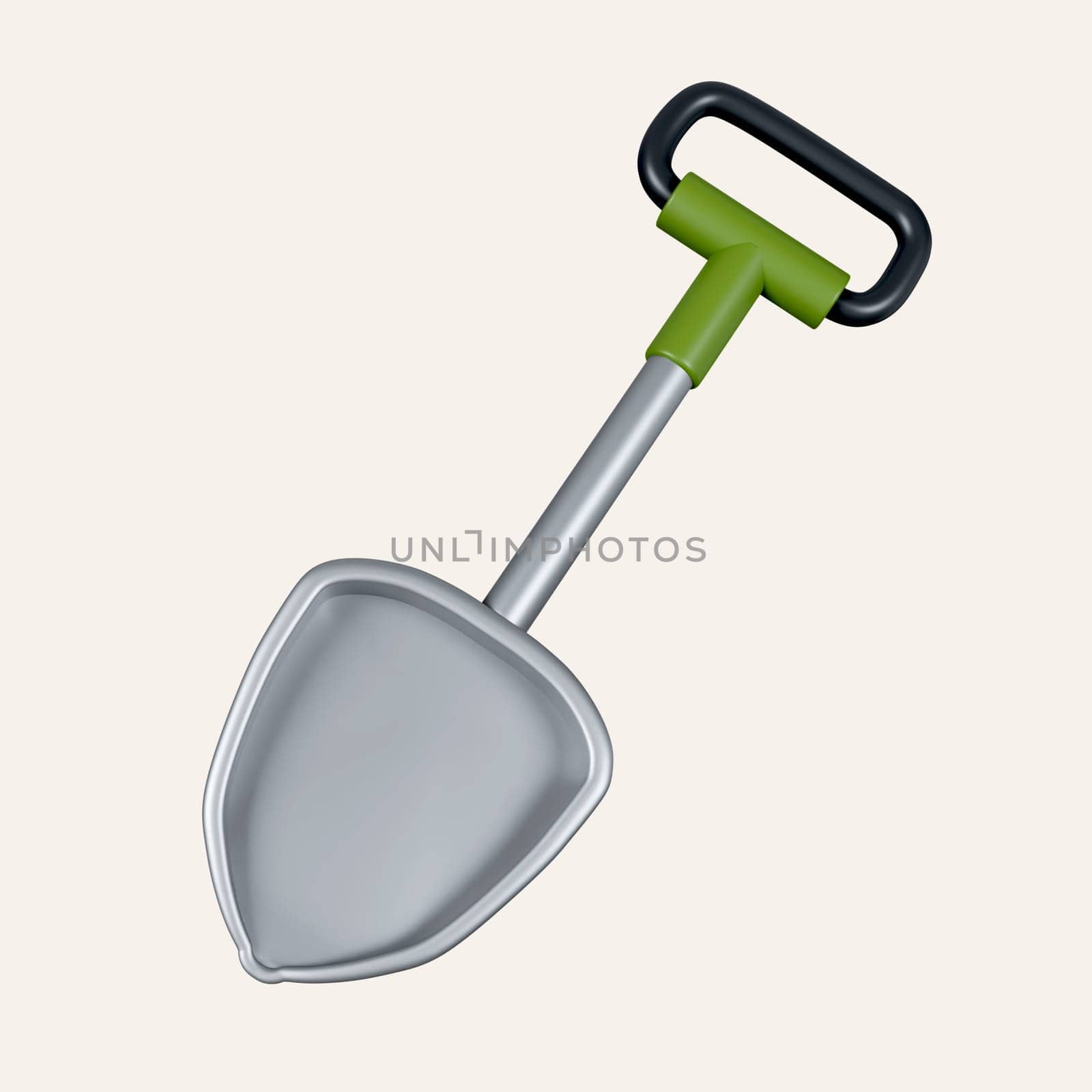 3d Shovel. elements for camping, hiking , summer camp, traveling, trip. icon isolated on white background. 3d rendering illustration. Clipping path..