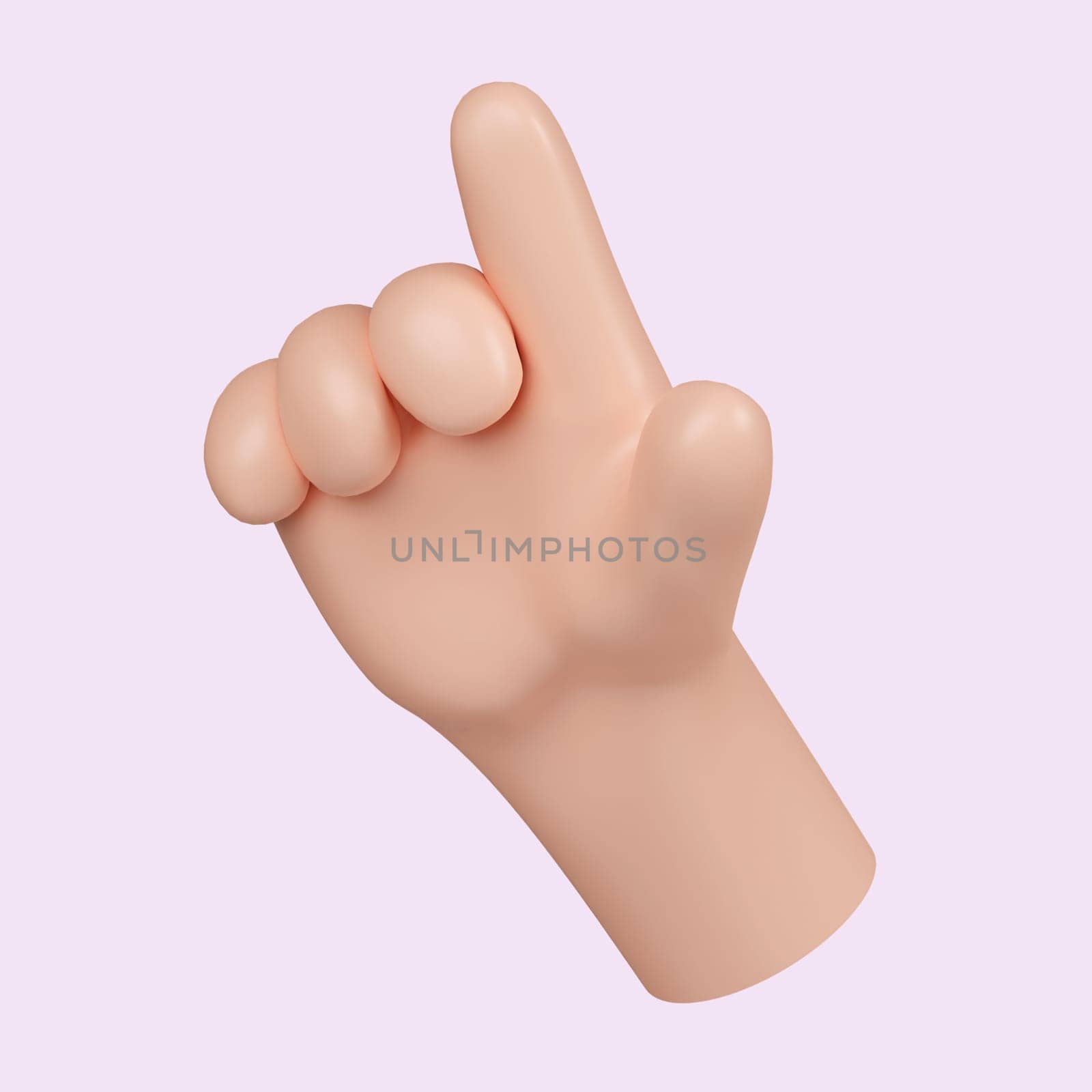 3d hand pointing gesture. Touch or click icon. Alternate pointer to select the correct target. icon isolated on yellow background. 3d rendering illustration. Clipping path..
