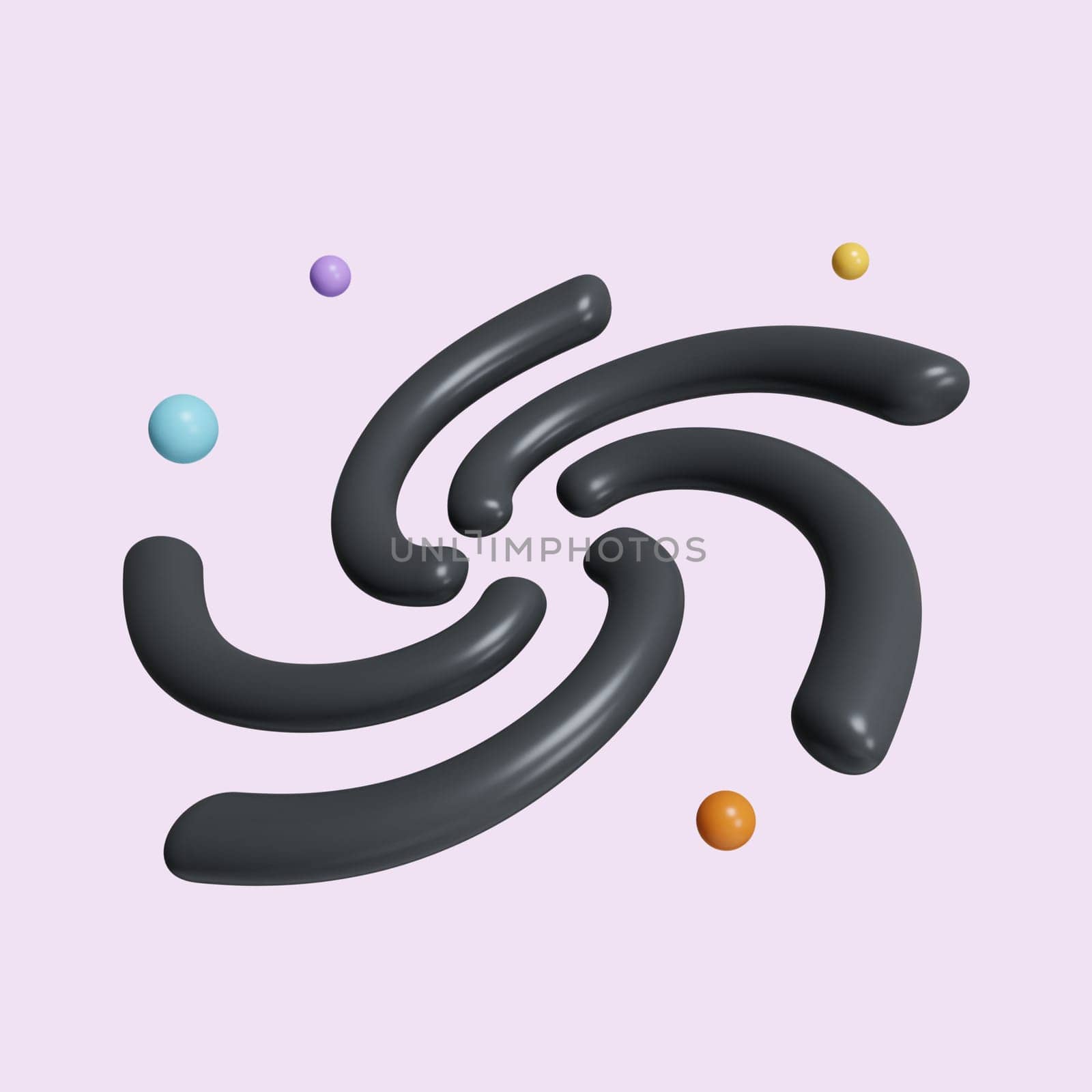 3d black hole. Tunnel or wormhole. icon isolated on purple background. 3d rendering illustration. Clipping path..