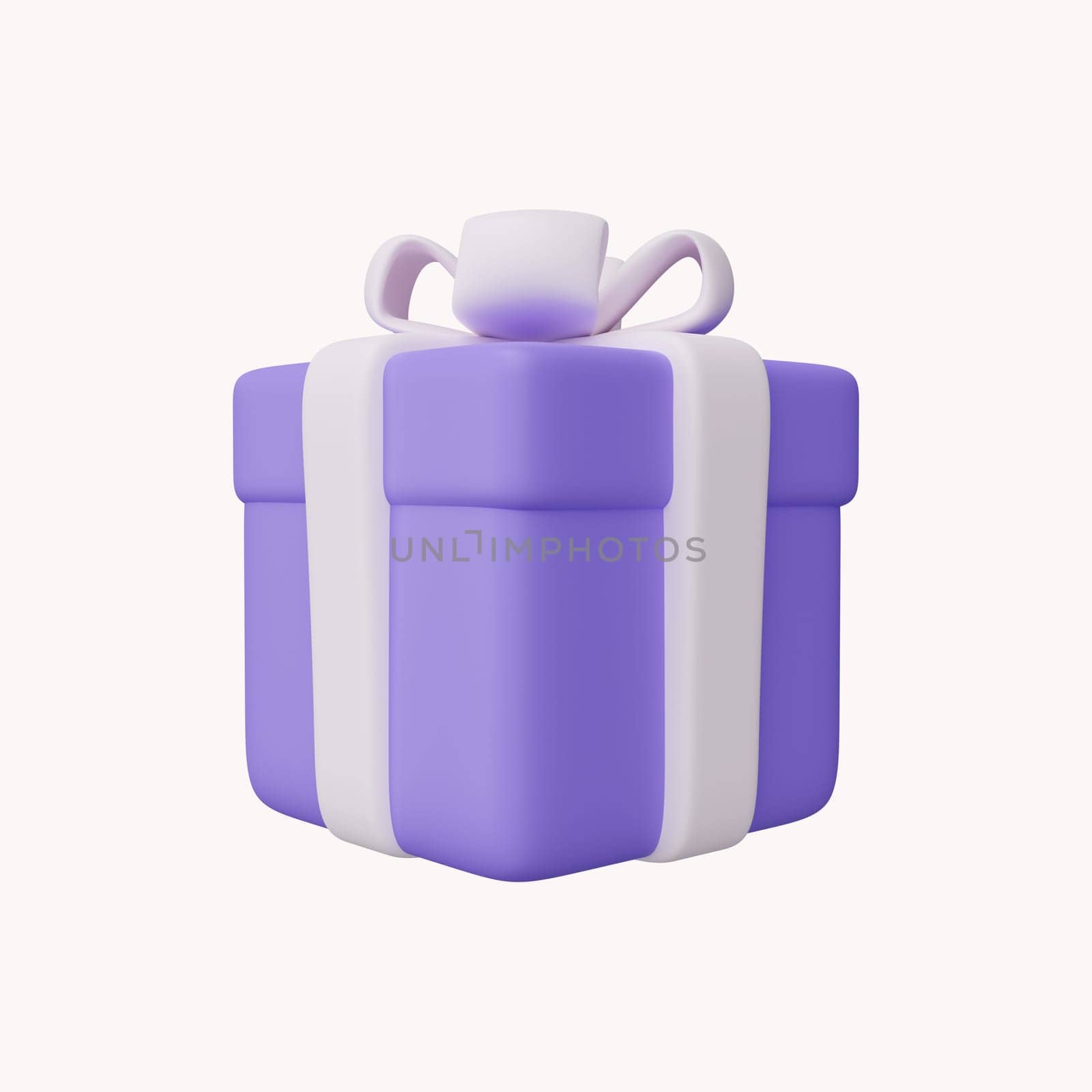 3D purple gift box for shopping concept. icon isolated on white background. 3d rendering illustration. Clipping path.
