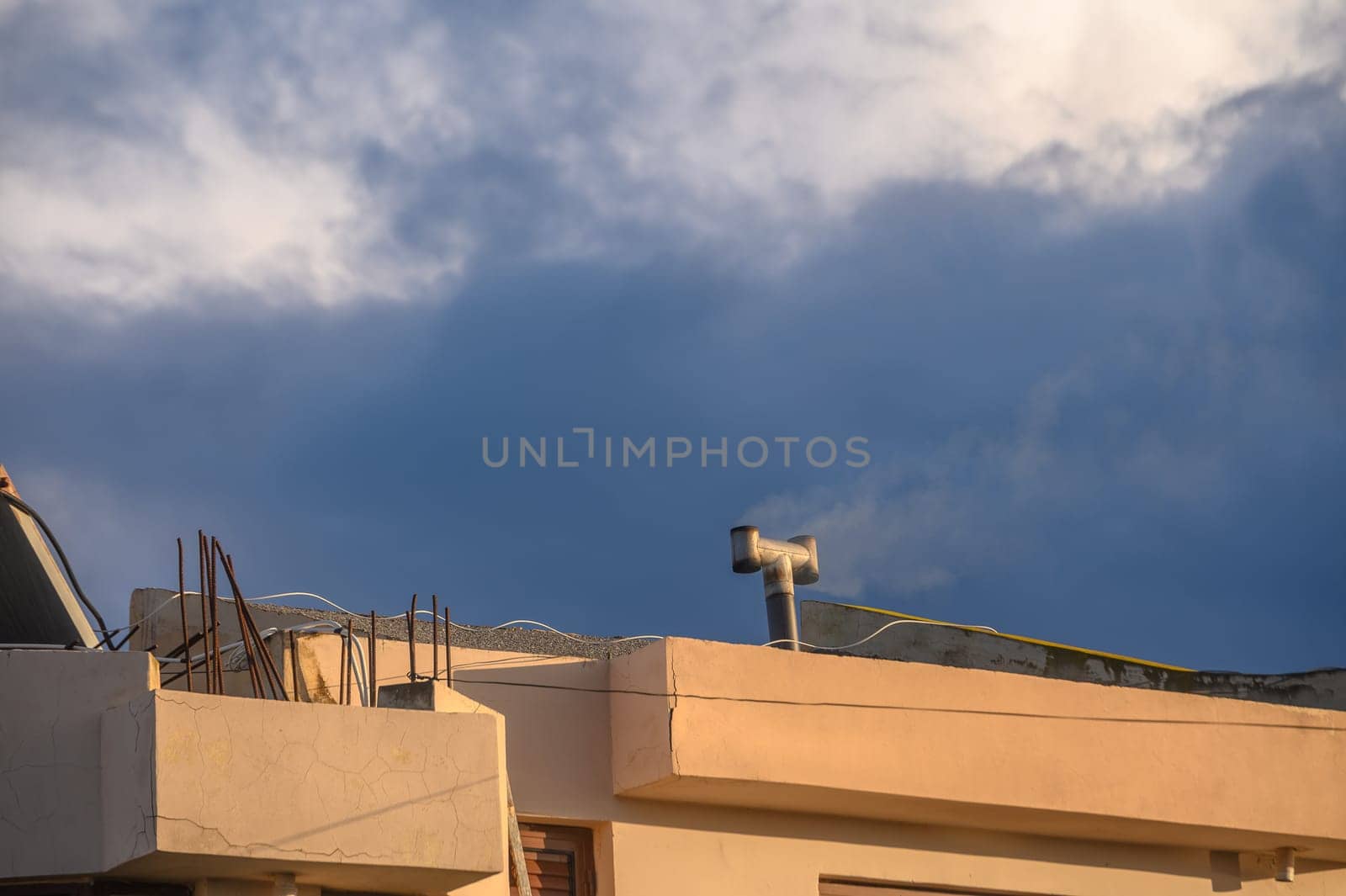 chimney on the roof in a village in Cyprus