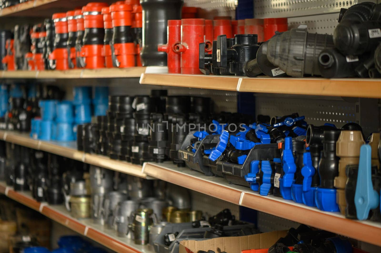fittings on a shelf in a store