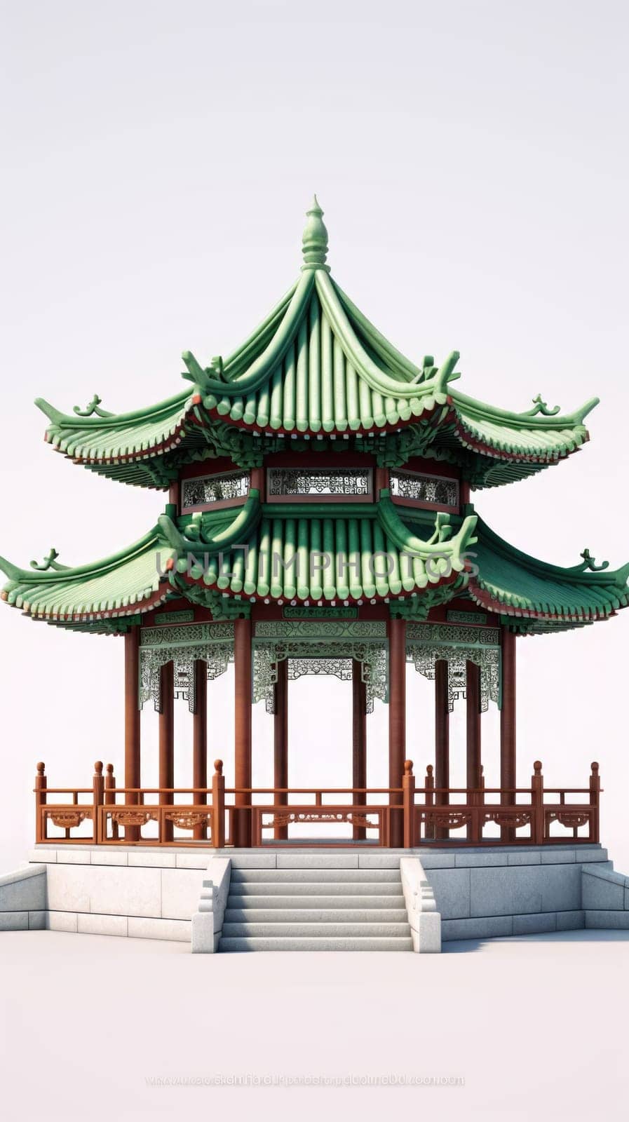 chinese style jade green gazebo pagoda, ai