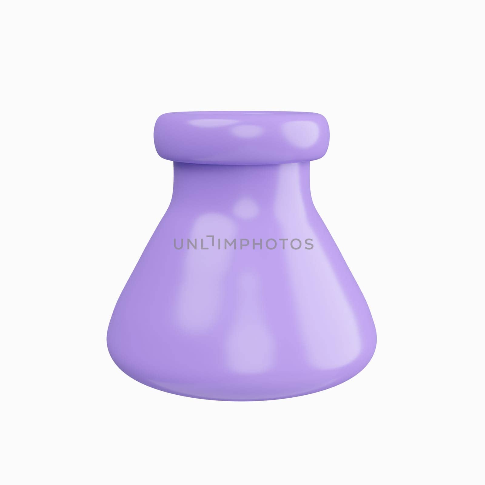 3d Erlenmeyer flask. minimal school icon. isolated on background, icon symbol clipping path. 3d render illustration.