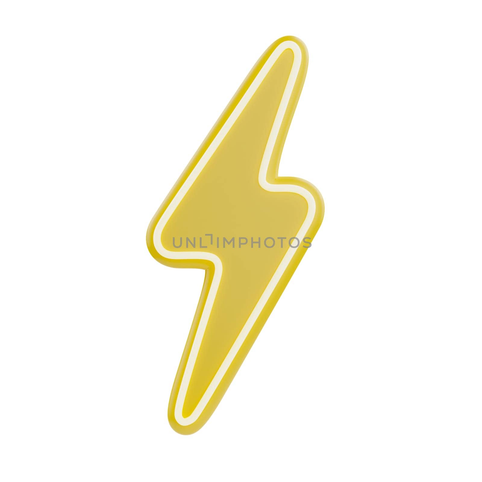 Lighting thunder sign 3d render. Interface button isolated on white..
