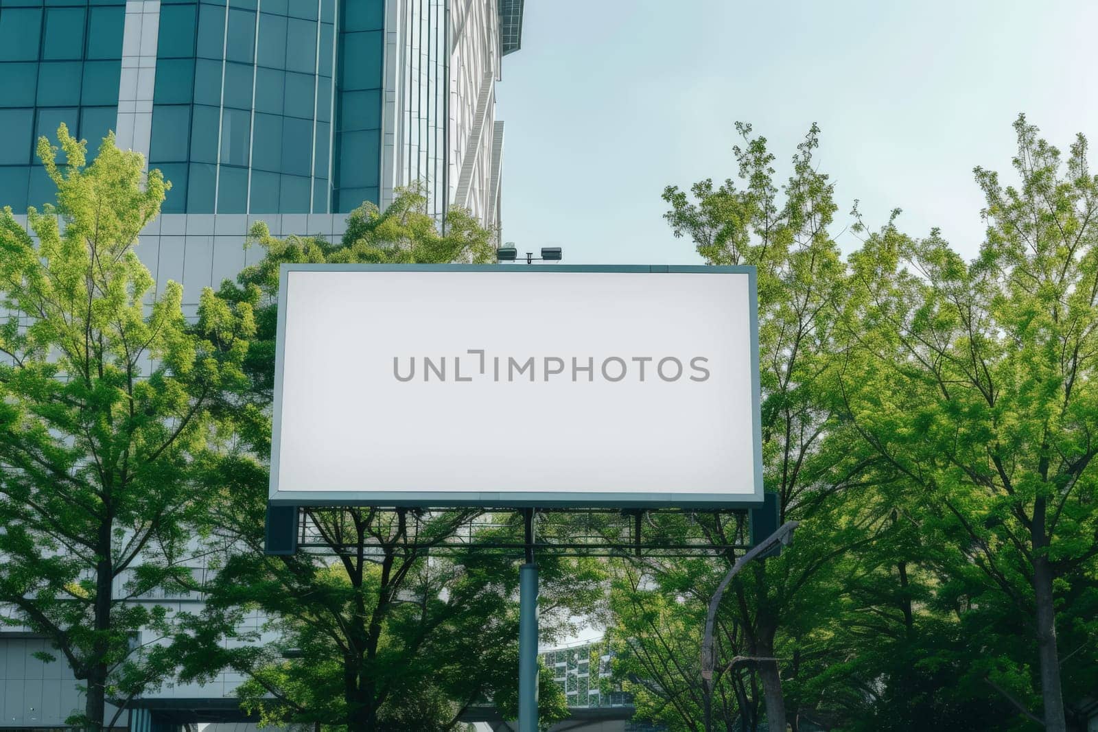 advertising billboard, white template placeholder of an advertising billboard on the rooftop.