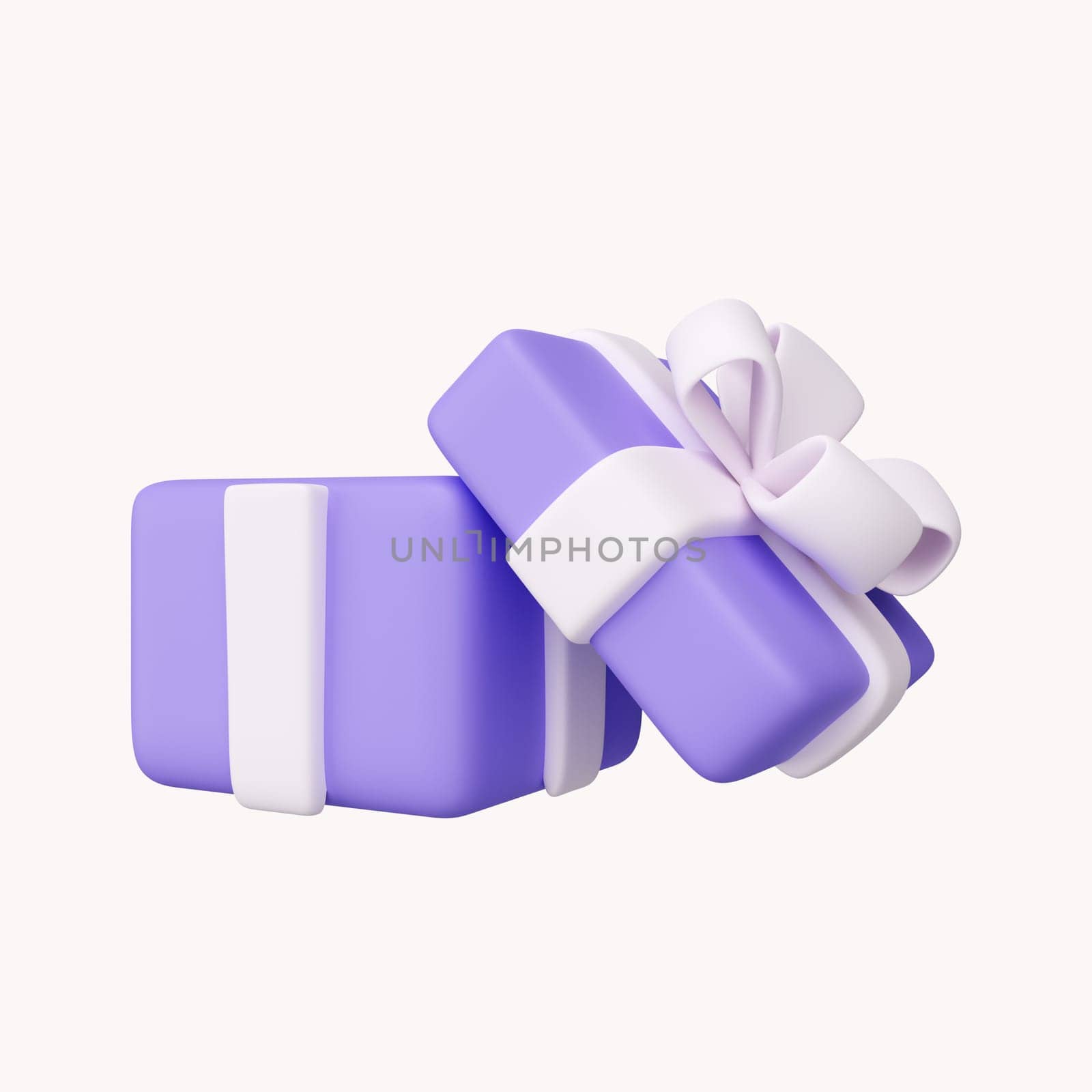 3D purple gift box for shopping concept. icon isolated on white background. 3d rendering illustration. Clipping path.