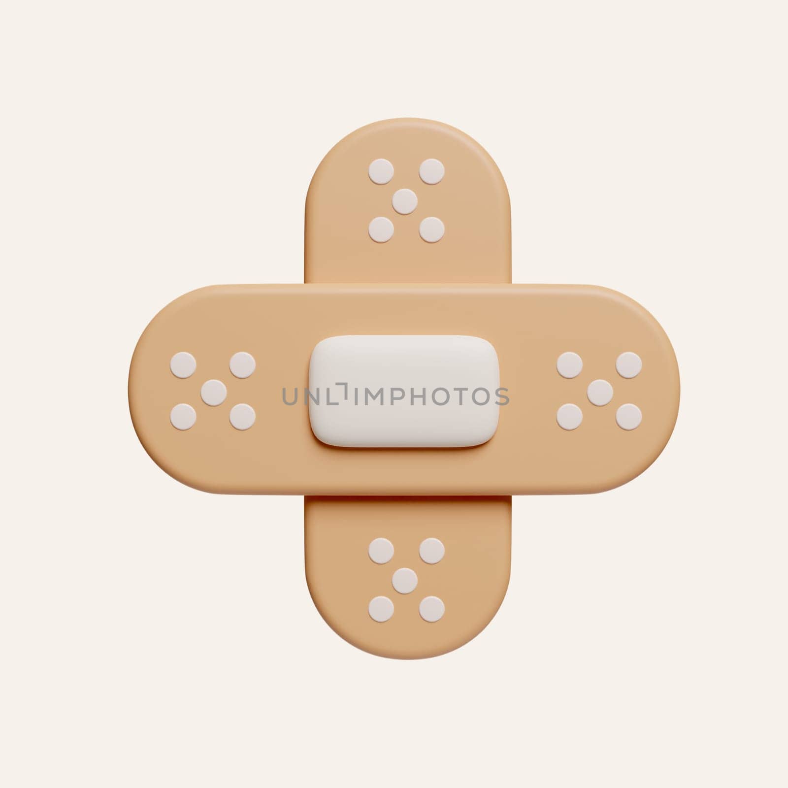 3d Medical Plaster Illustration. Wound Plasterer or Bandaged Patch. Adhesive Bandage Elastic Medical Plasters. icon isolated on white background. 3d rendering illustration. Clipping path..