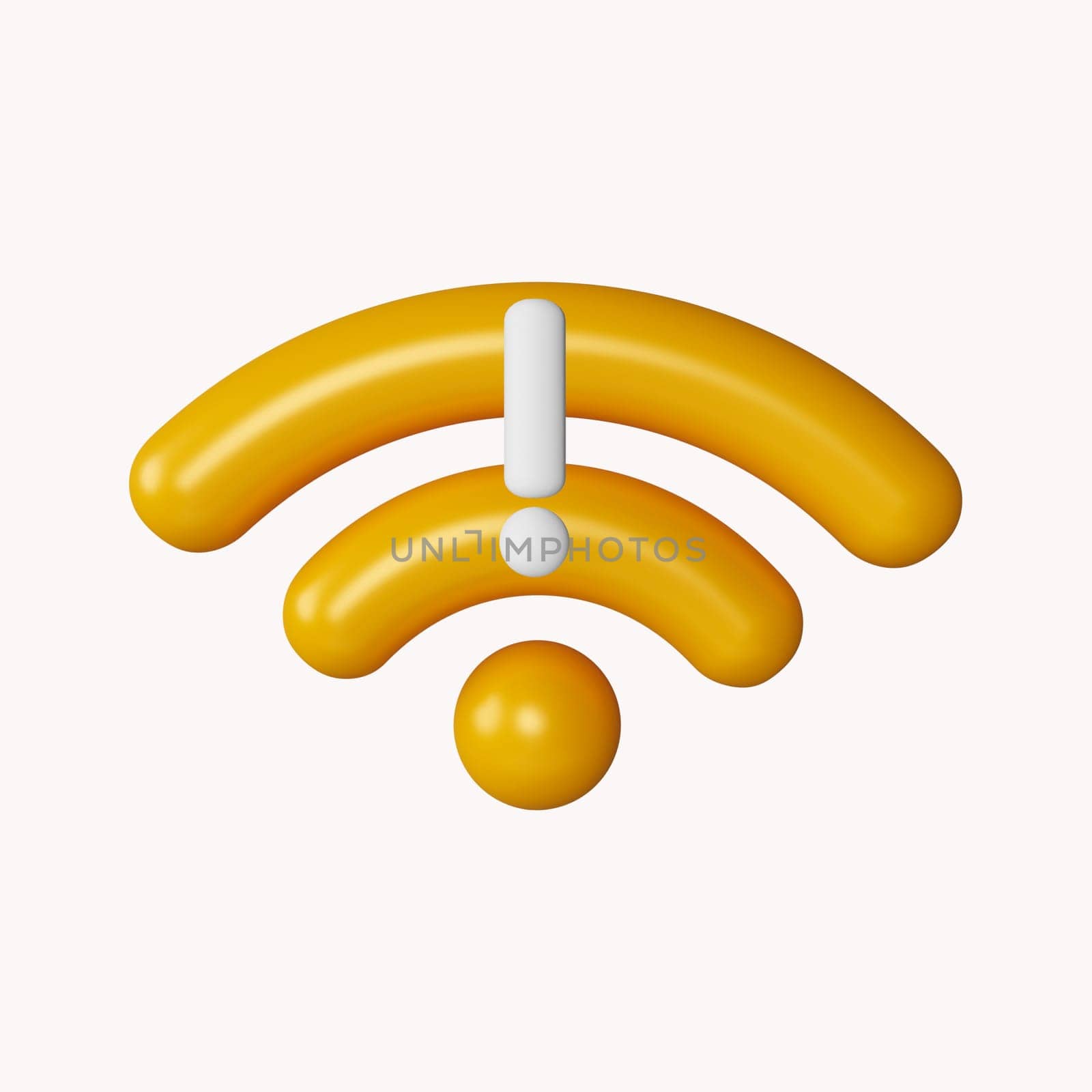 3d No internet connection concept with wifi. icon isolated on white background. 3d rendering illustration. Clipping path..