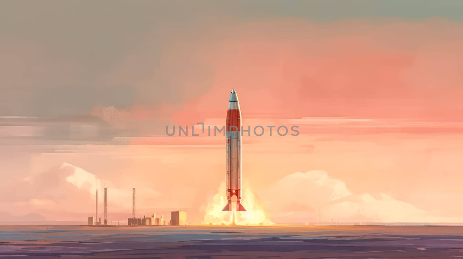 a new ship rocket shuttle launches towards the moon by Alla_Morozova93