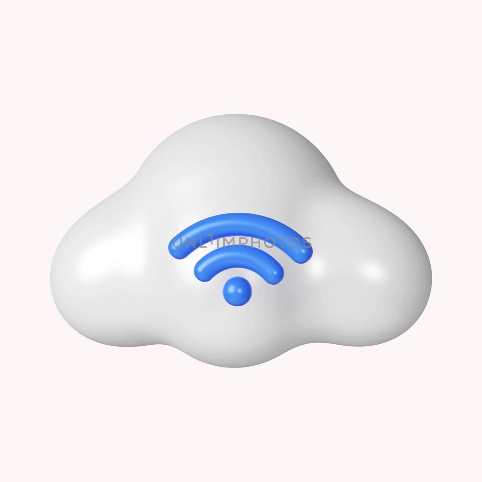 3d cloud wireless. Wireless network and connection cloud. icon isolated on white background. 3d rendering illustration. Clipping path..
