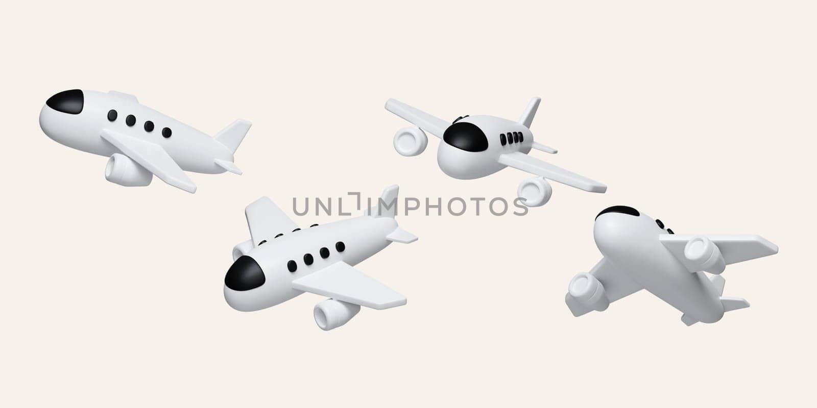 Sets of 3D air plane, Tourism and travel concept, minimal style, Flat . icon isolated on white background. 3d rendering illustration. Clipping path..