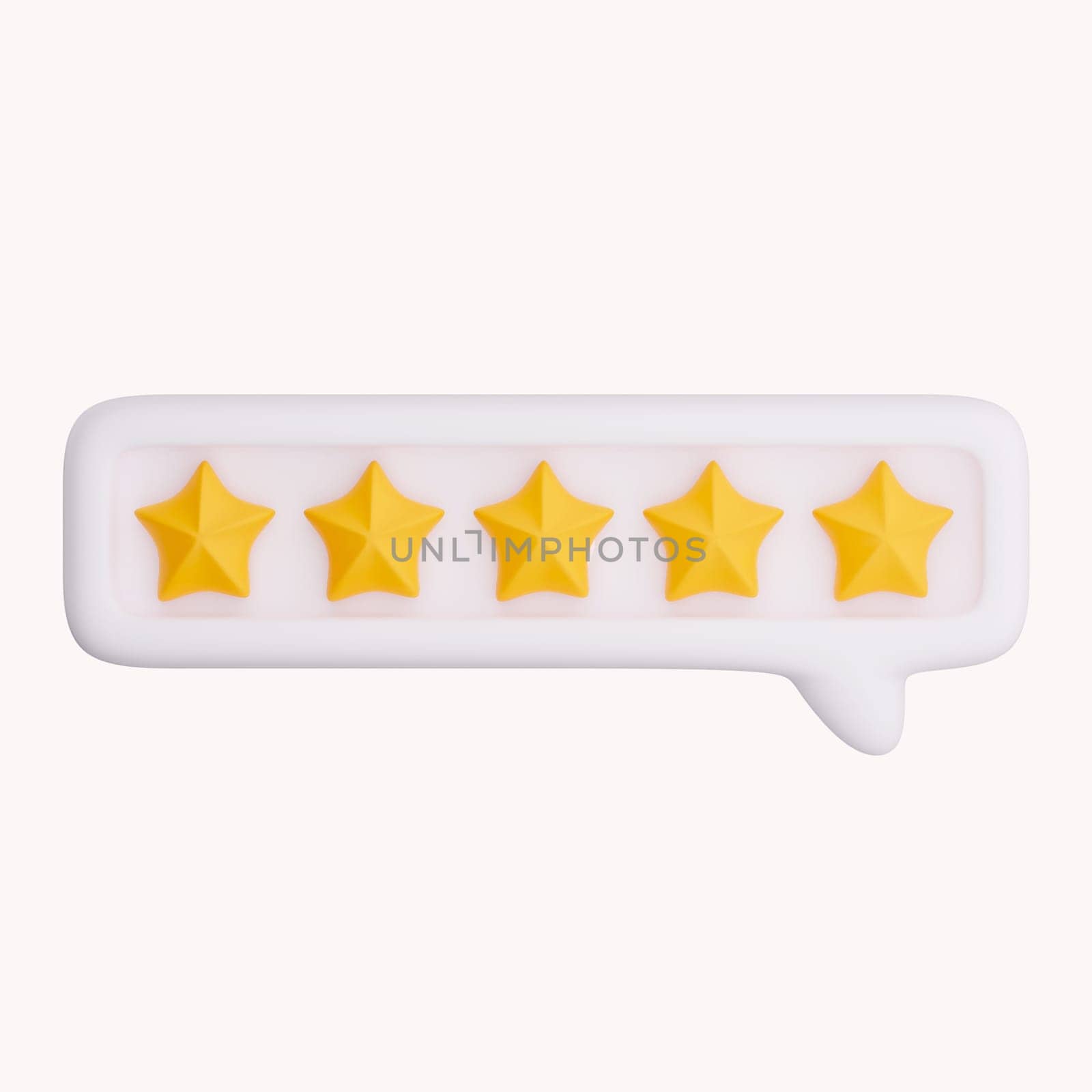 3d bubble rating five stars for best excellent services rating for satisfaction. 3d 5 star for quality customer rating feedback concept from client employee, product review. 3d 5 star render.