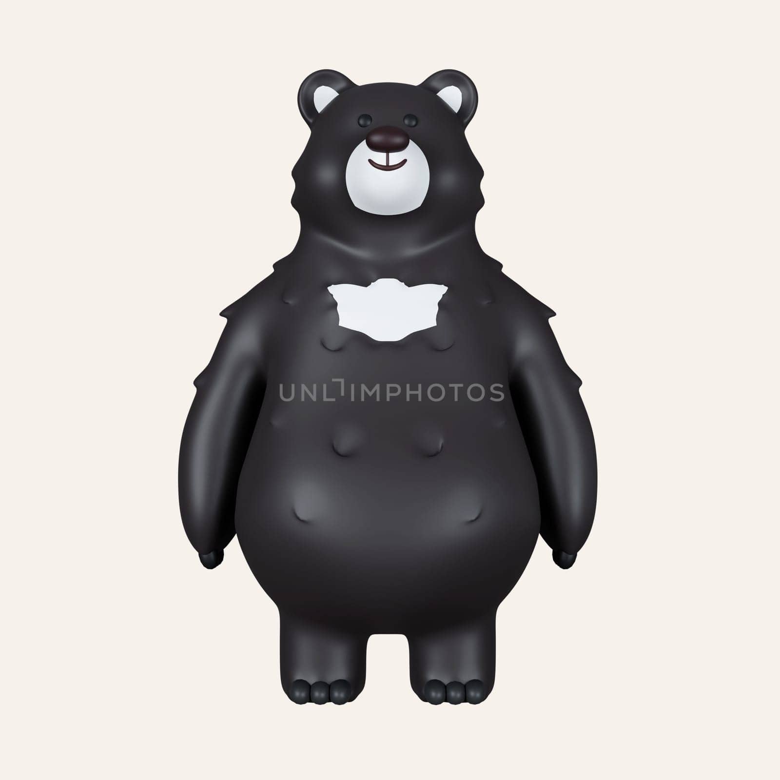 3d black bear. camping, hiking , summer camp, traveling, trip. icon isolated on white background. 3d rendering illustration. Clipping path. by meepiangraphic