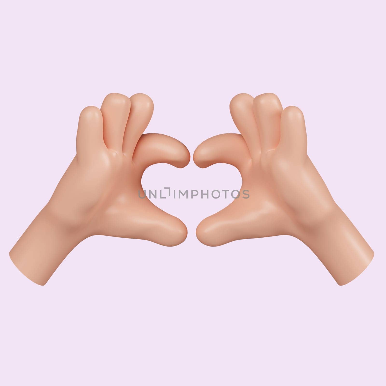 3d hand hand gesture love finger. icon isolated on pink background. 3d rendering illustration. Clipping path..