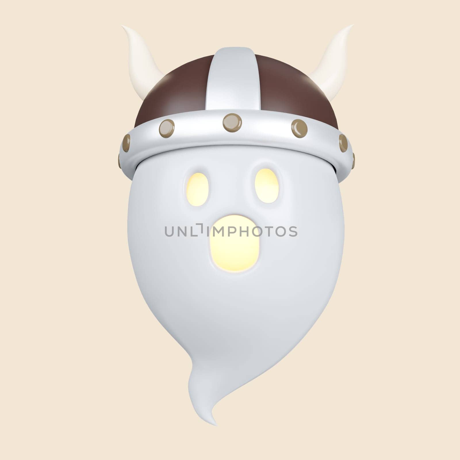 3d ghost sickle holding a knife icon. Traditional element of decor for Halloween. icon isolated on gray background. 3d rendering illustration. Clipping path..