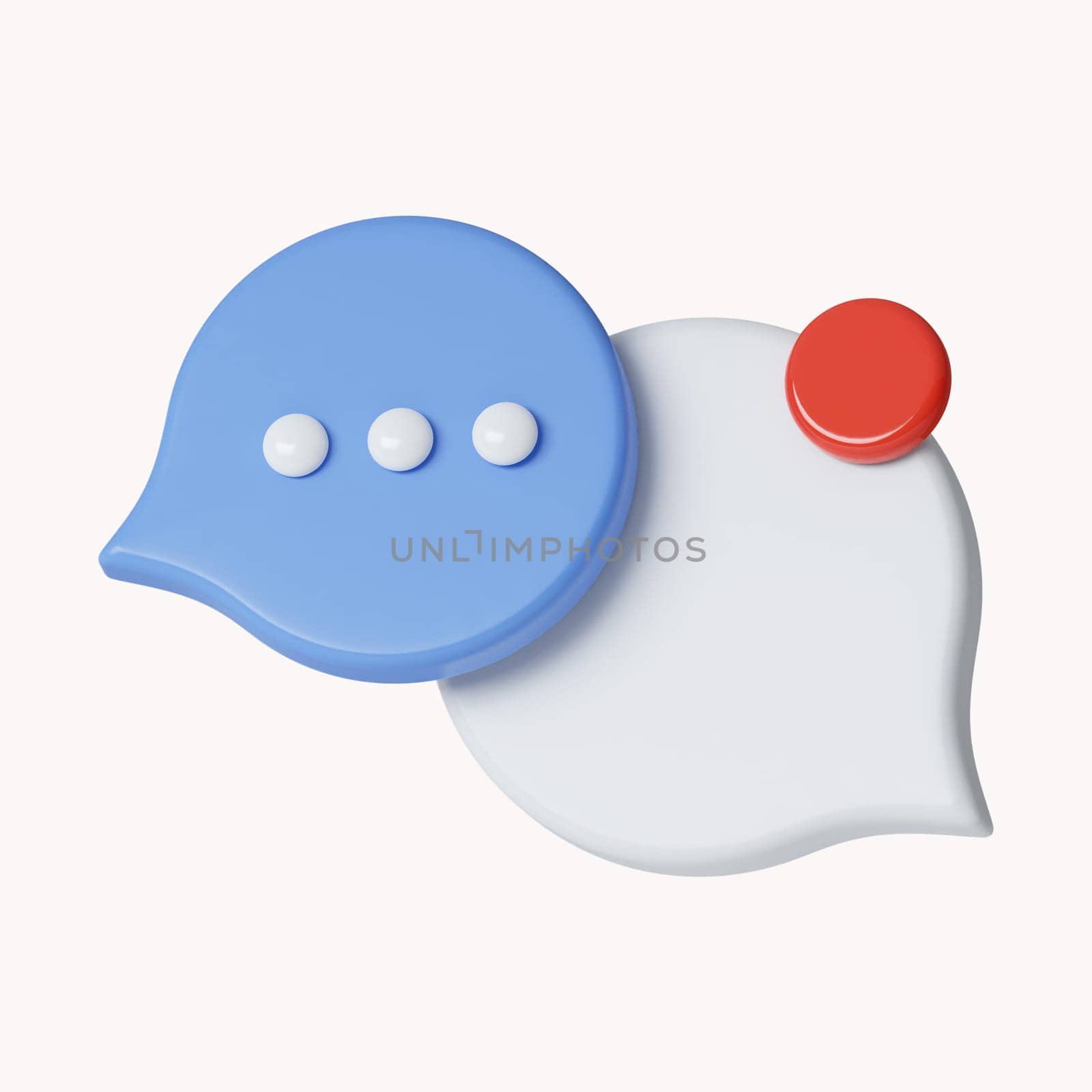 3d Two bubble talk or comment sign symbol. icon isolated on white background. 3d rendering illustration. Clipping path..