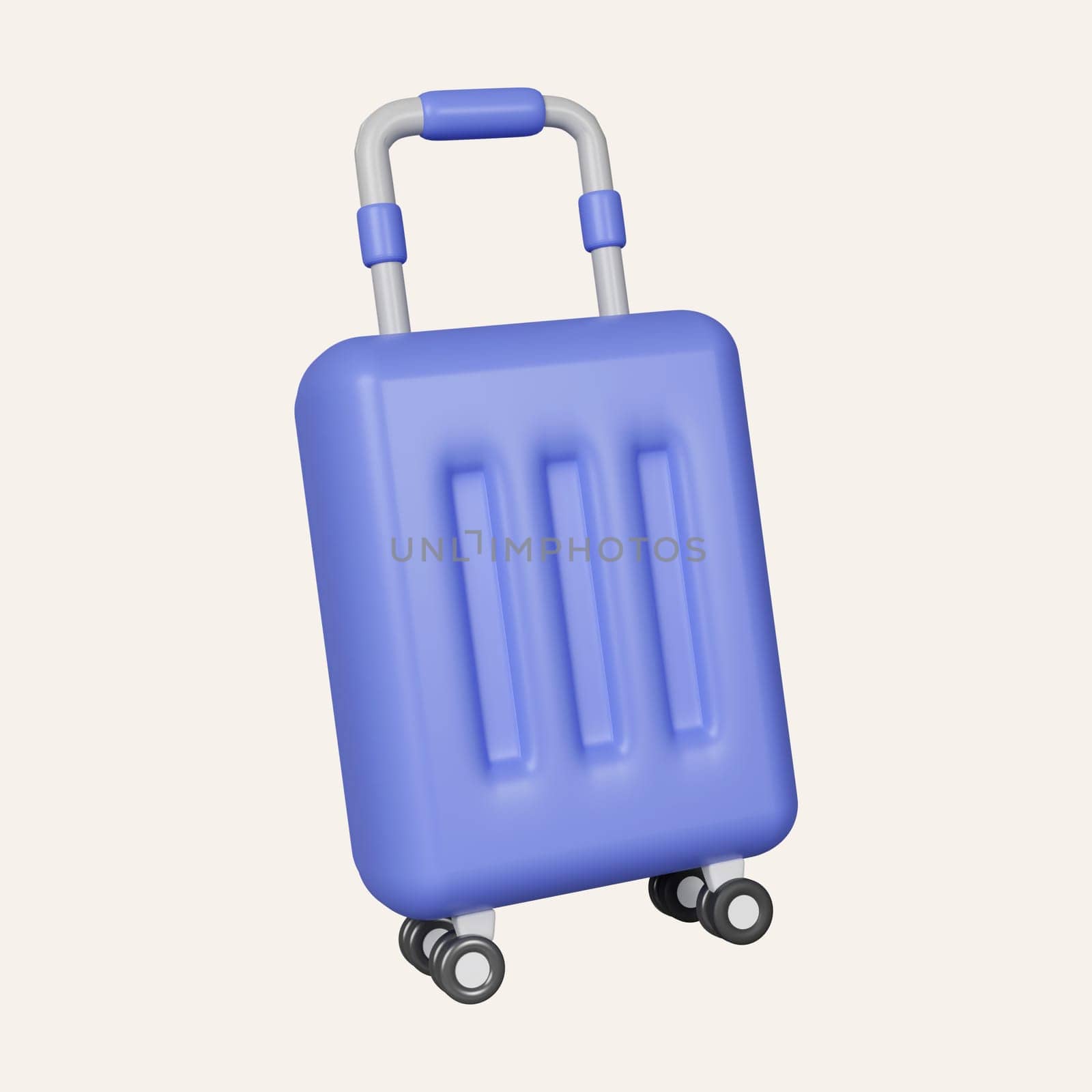 3D Blue Suitcase. Travel packing icon. icon isolated on white background. 3d rendering illustration. Clipping path..